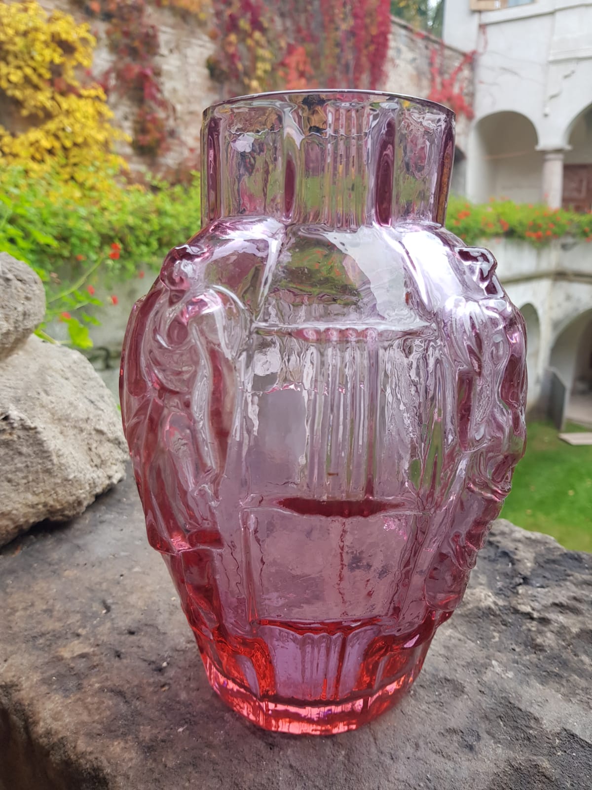 Art Deco Glass Vase by Arthur Plewa, Czechoslovakia, 1930s