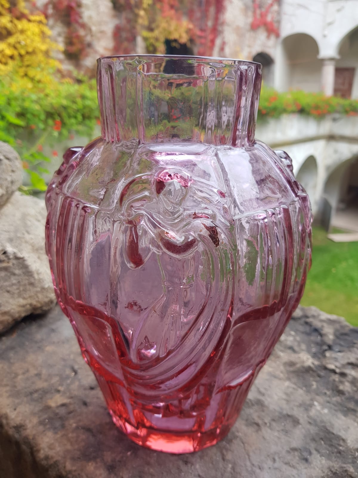 Art Deco Glass Vase by Arthur Plewa, Czechoslovakia, 1930s