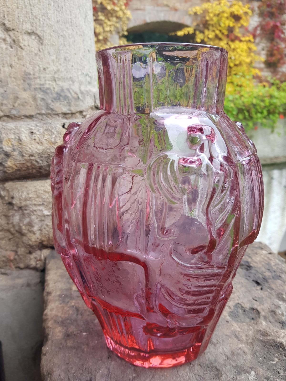 Art Deco Glass Vase by Arthur Plewa, Czechoslovakia, 1930s