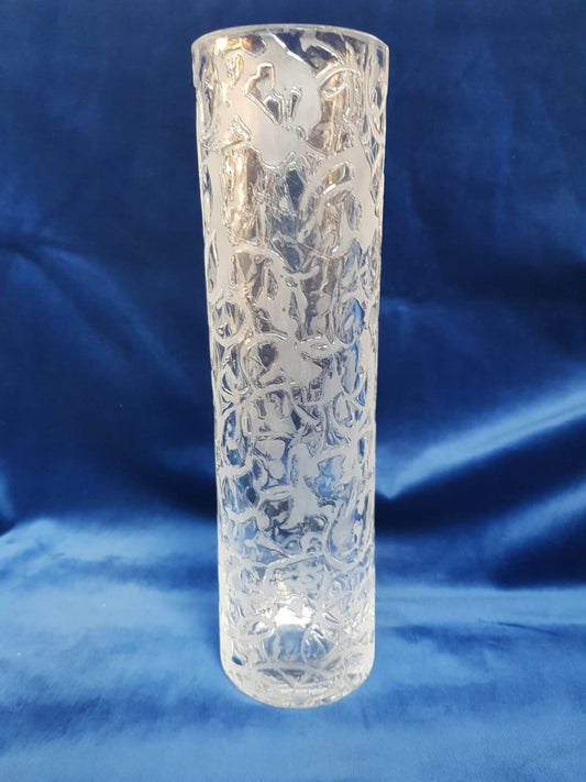 Tall Vase Etched Glass, Nachtmann Glasssworks/ Germany 1960s