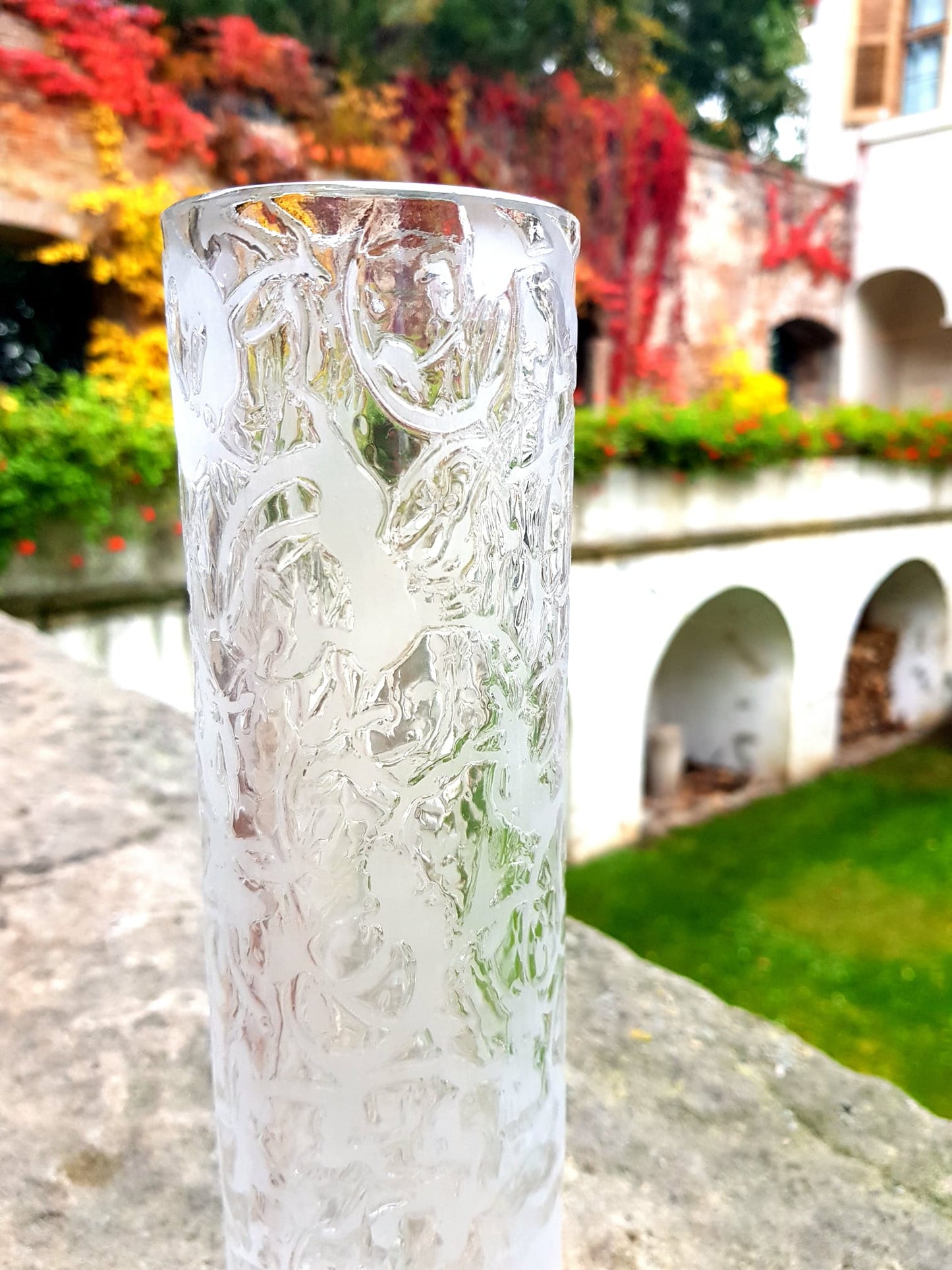 Tall Vase Etched Glass, Nachtmann Glasssworks/ Germany 1960s