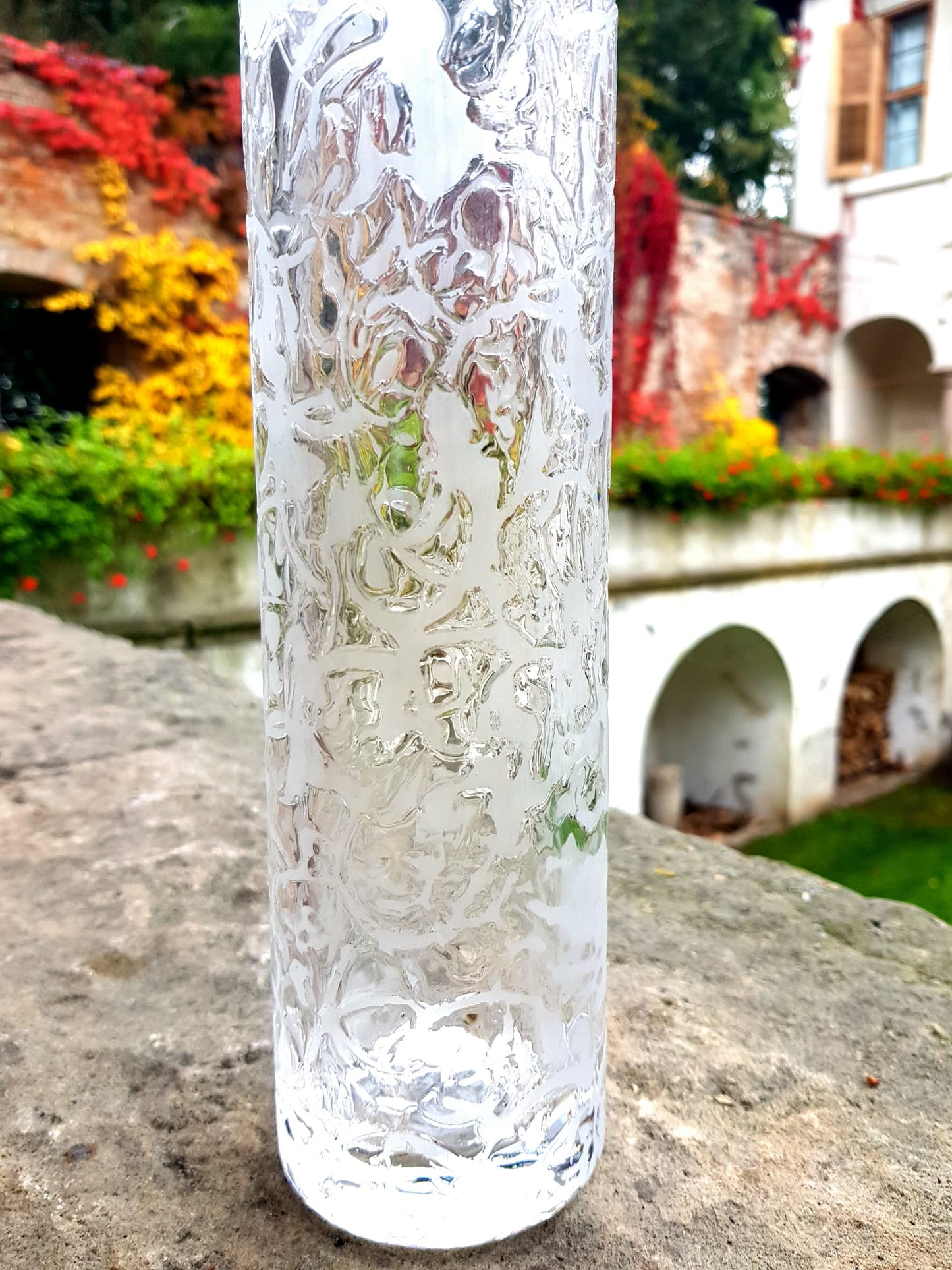 Tall Vase Etched Glass, Nachtmann Glasssworks/ Germany 1960s