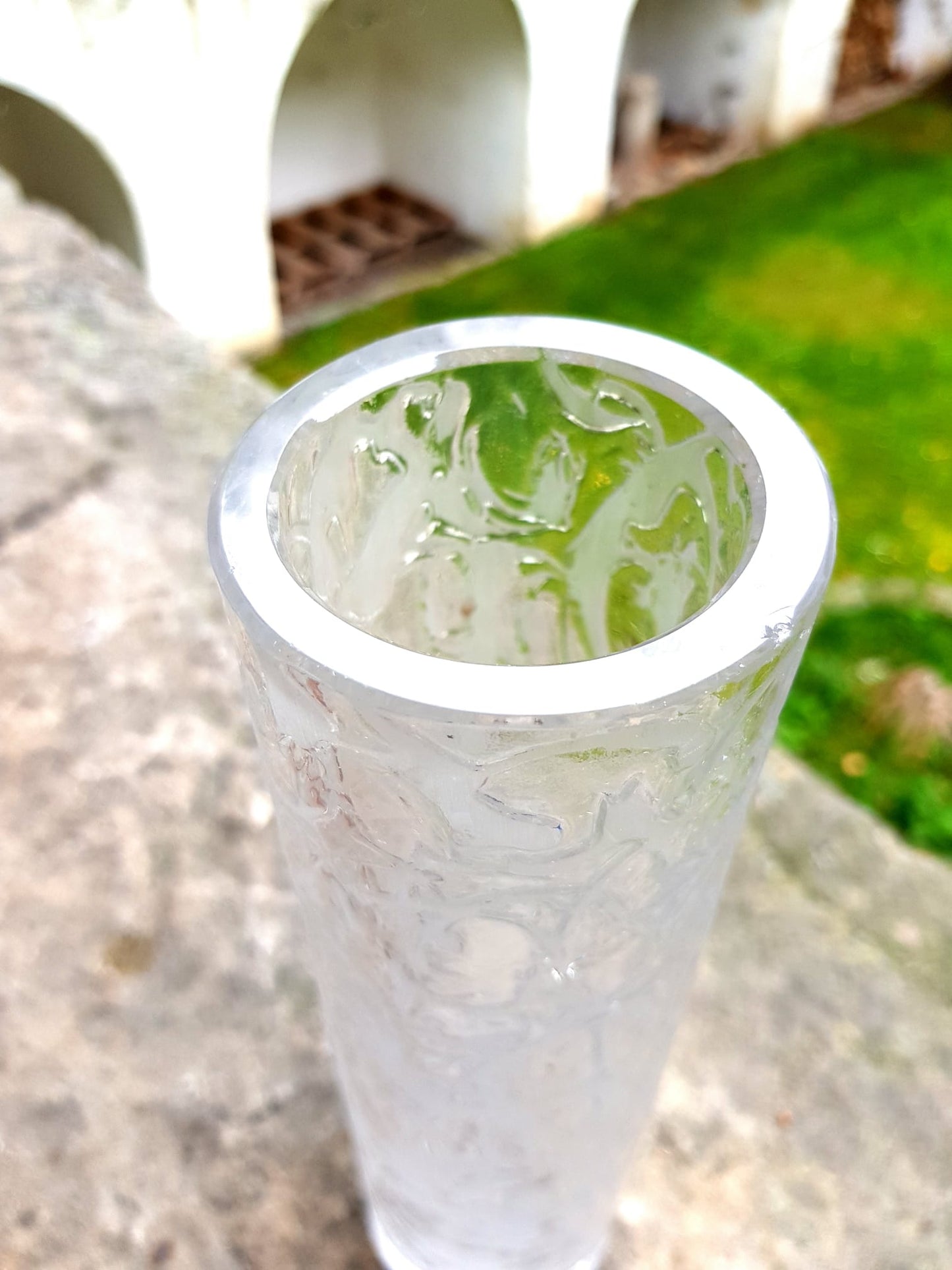 Tall Vase Etched Glass, Nachtmann Glasssworks/ Germany 1960s