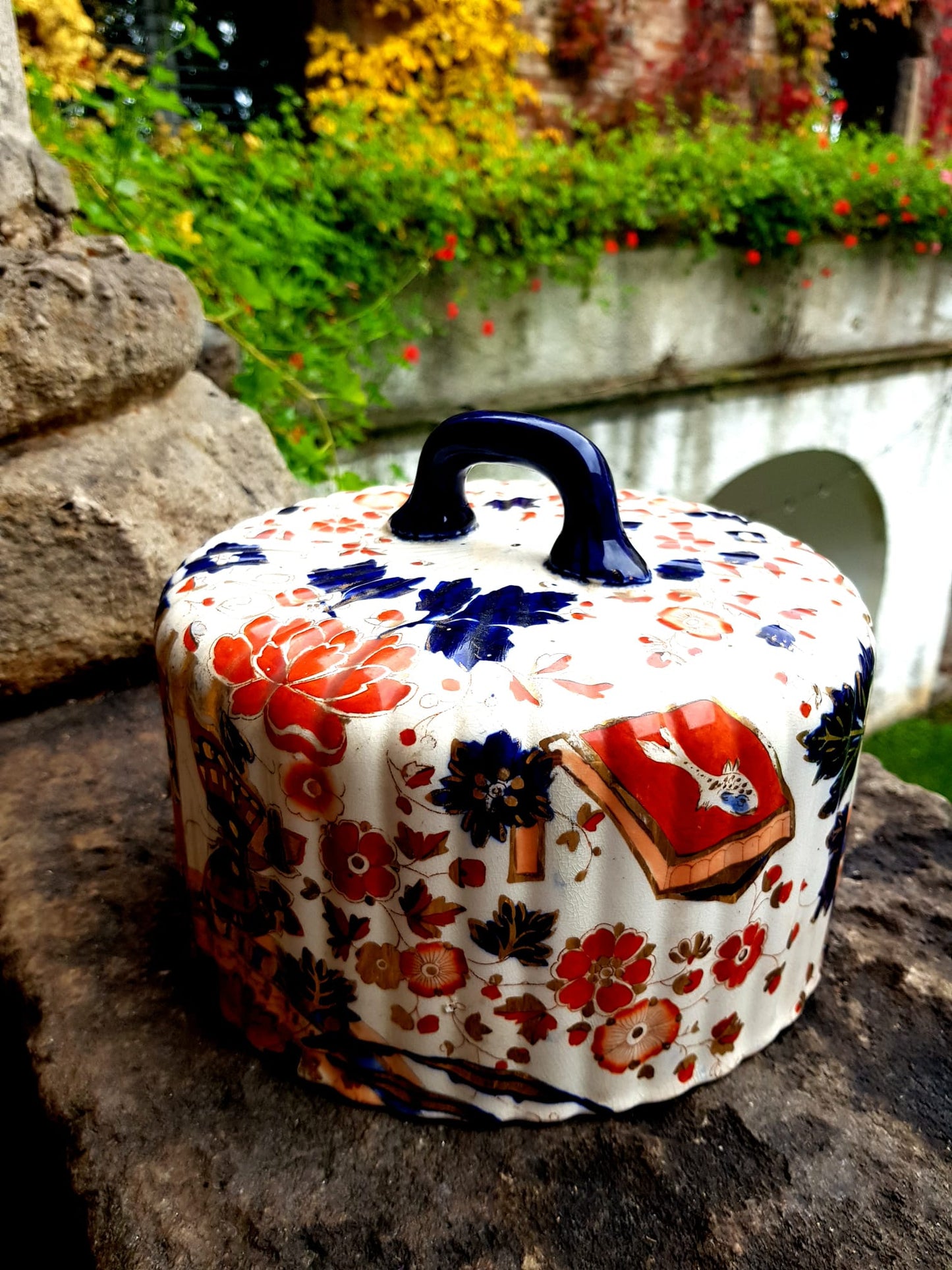 Antique Cheese Dome, Imari style by Ridgways, England 1890s