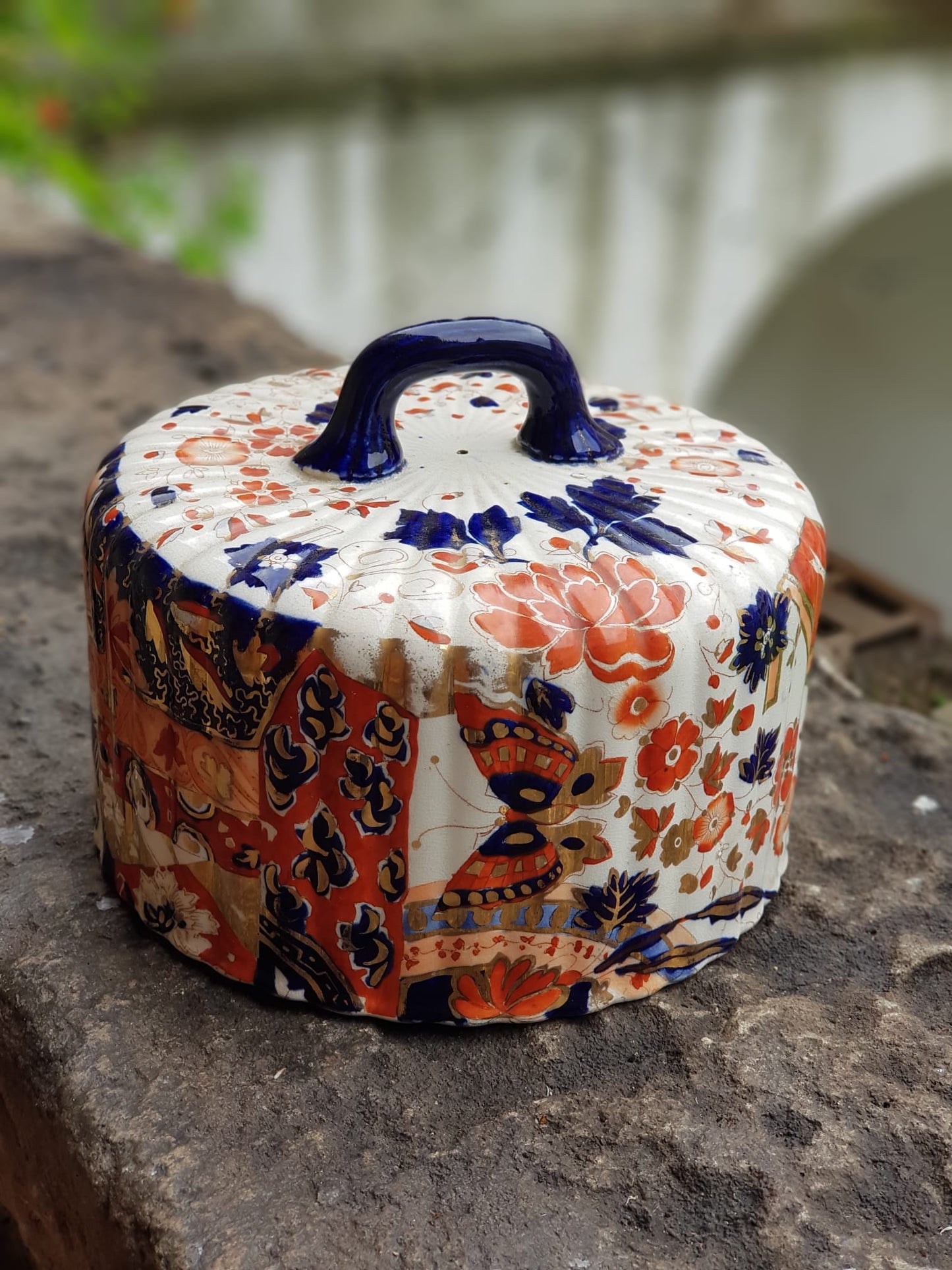 Antique Cheese Dome, Imari style by Ridgways, England 1890s