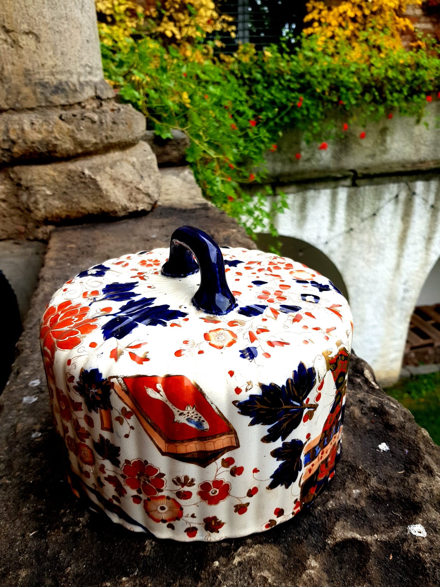 Antique Cheese Dome, Imari style by Ridgways, England 1890s