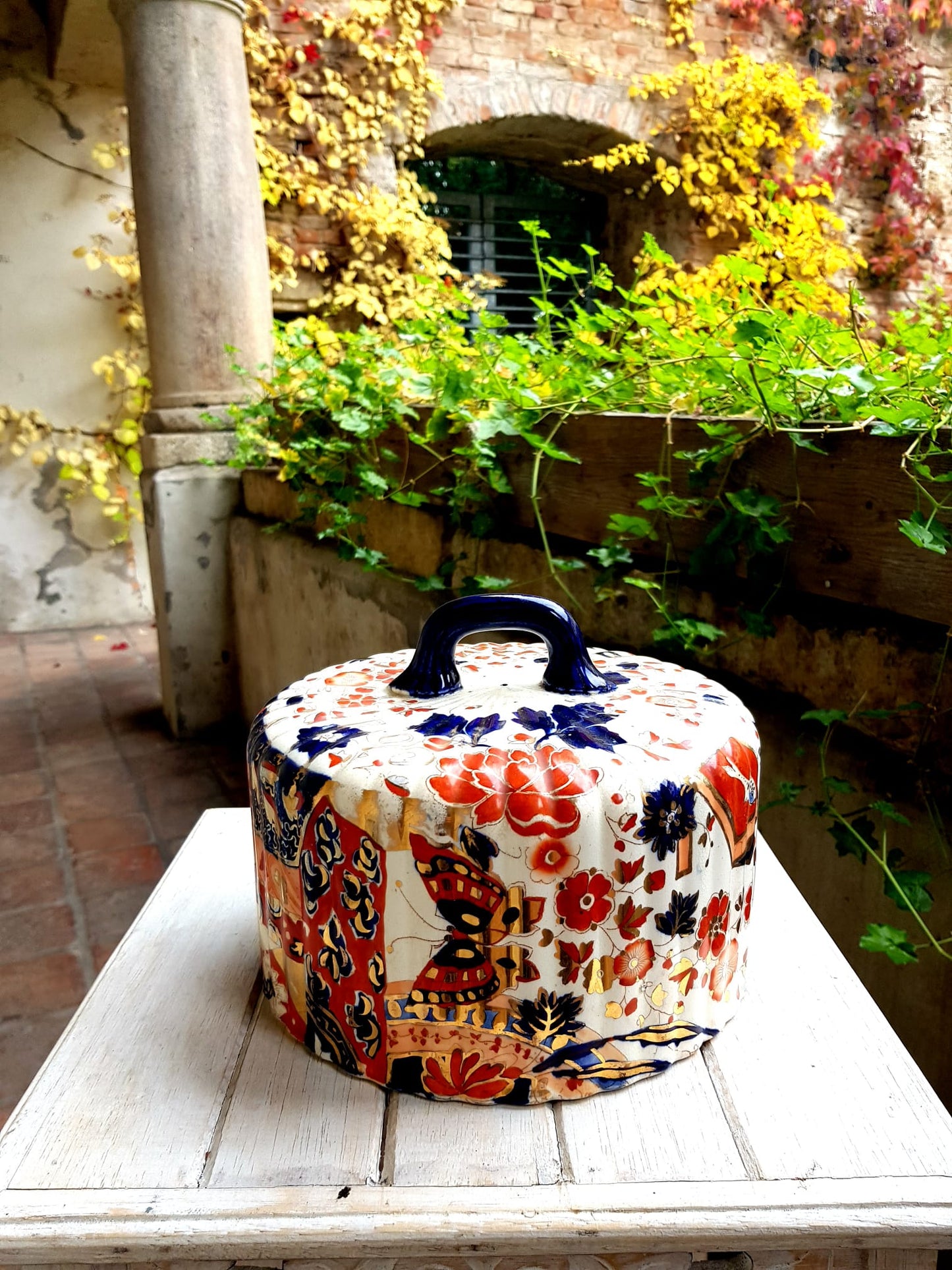 Antique Cheese Dome, Imari style by Ridgways, England 1890s