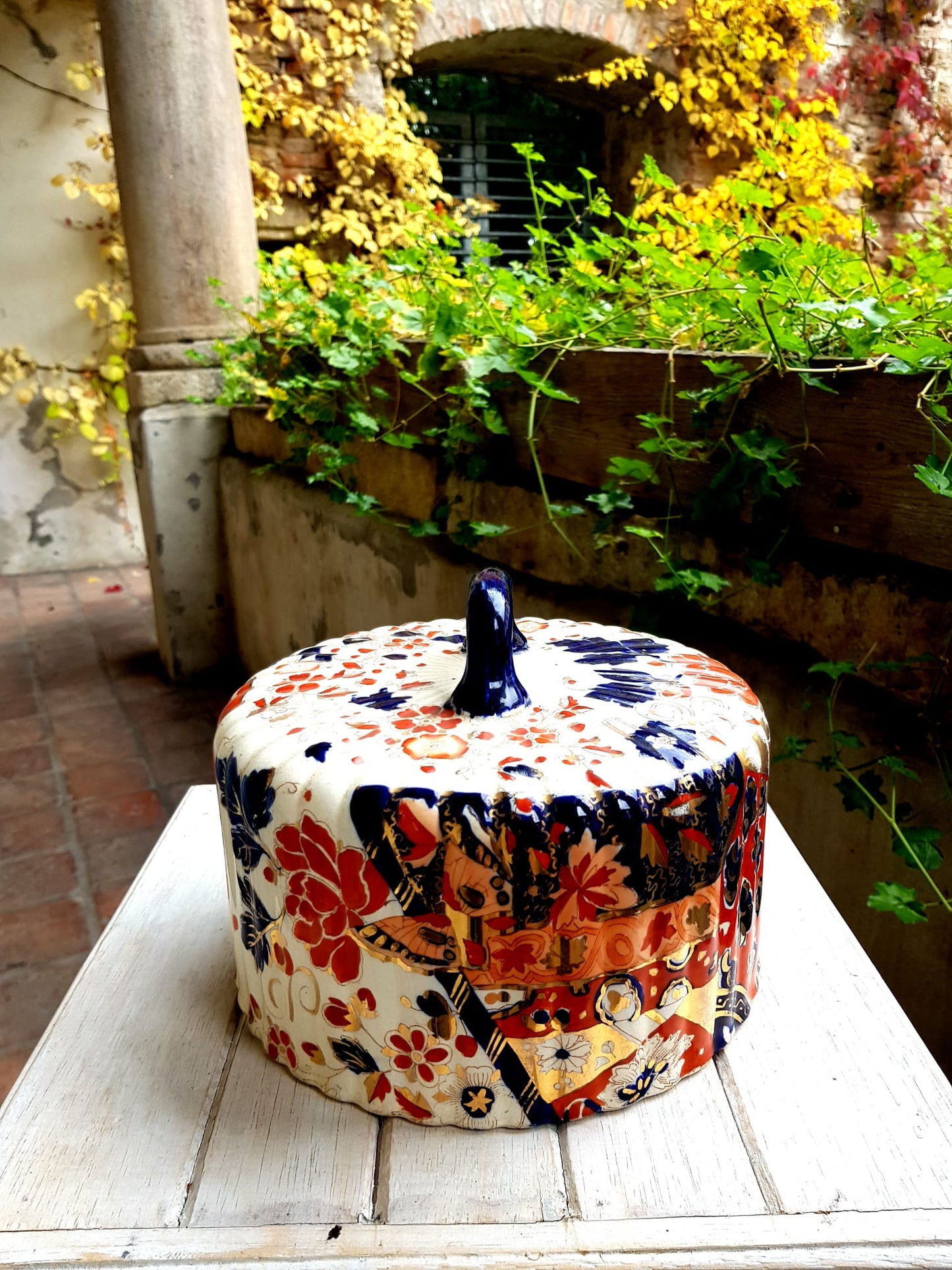Antique Cheese Dome, Imari style by Ridgways, England 1890s