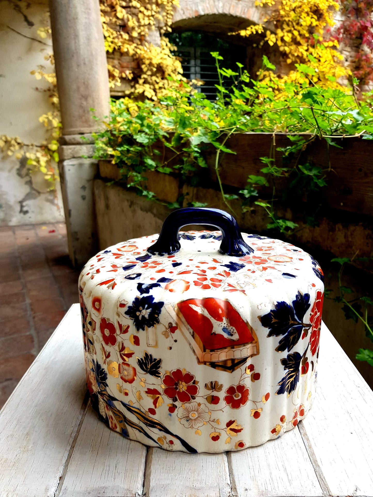 Antique Cheese Dome, Imari style by Ridgways, England 1890s