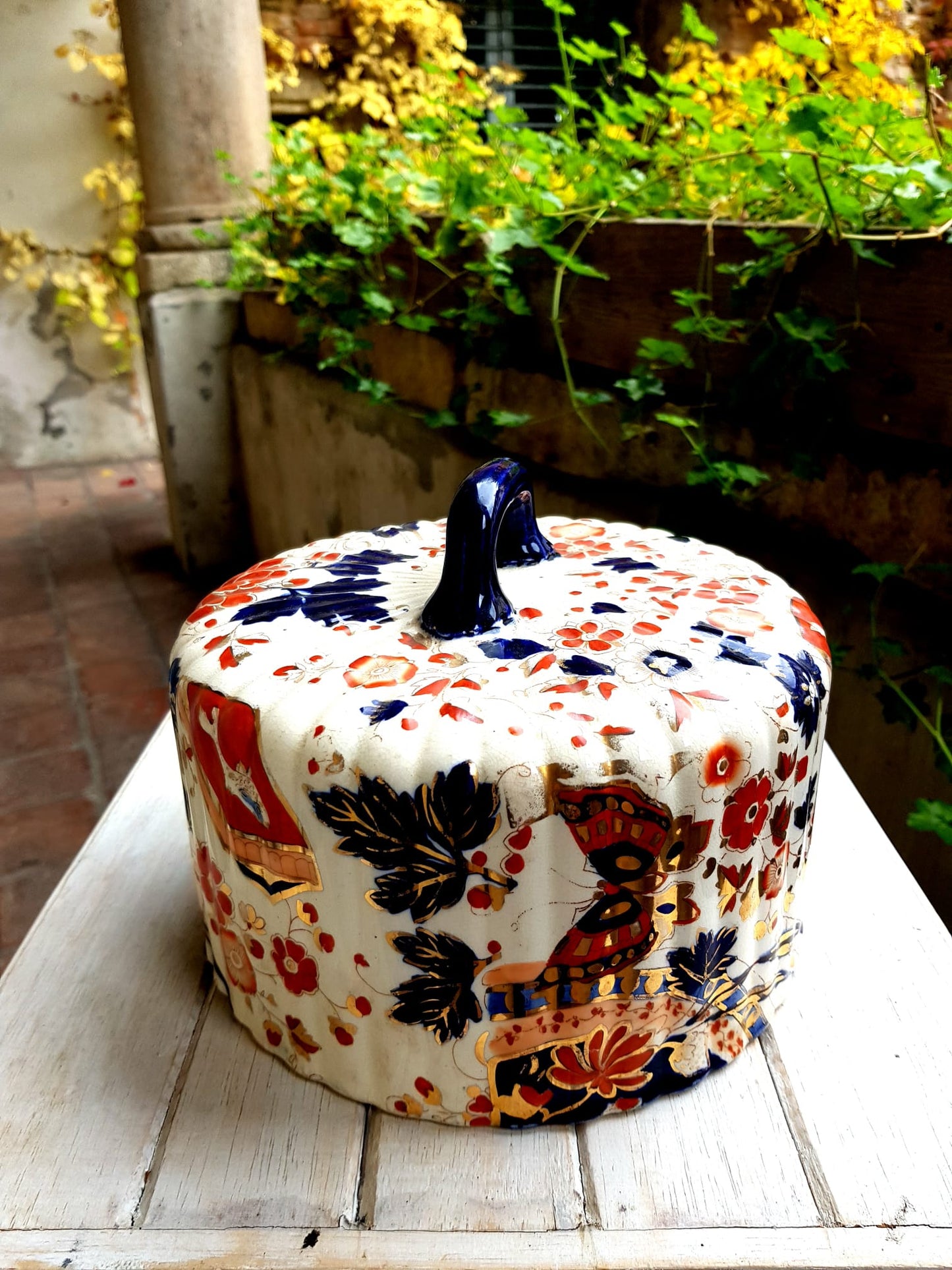 Antique Cheese Dome, Imari style by Ridgways, England 1890s