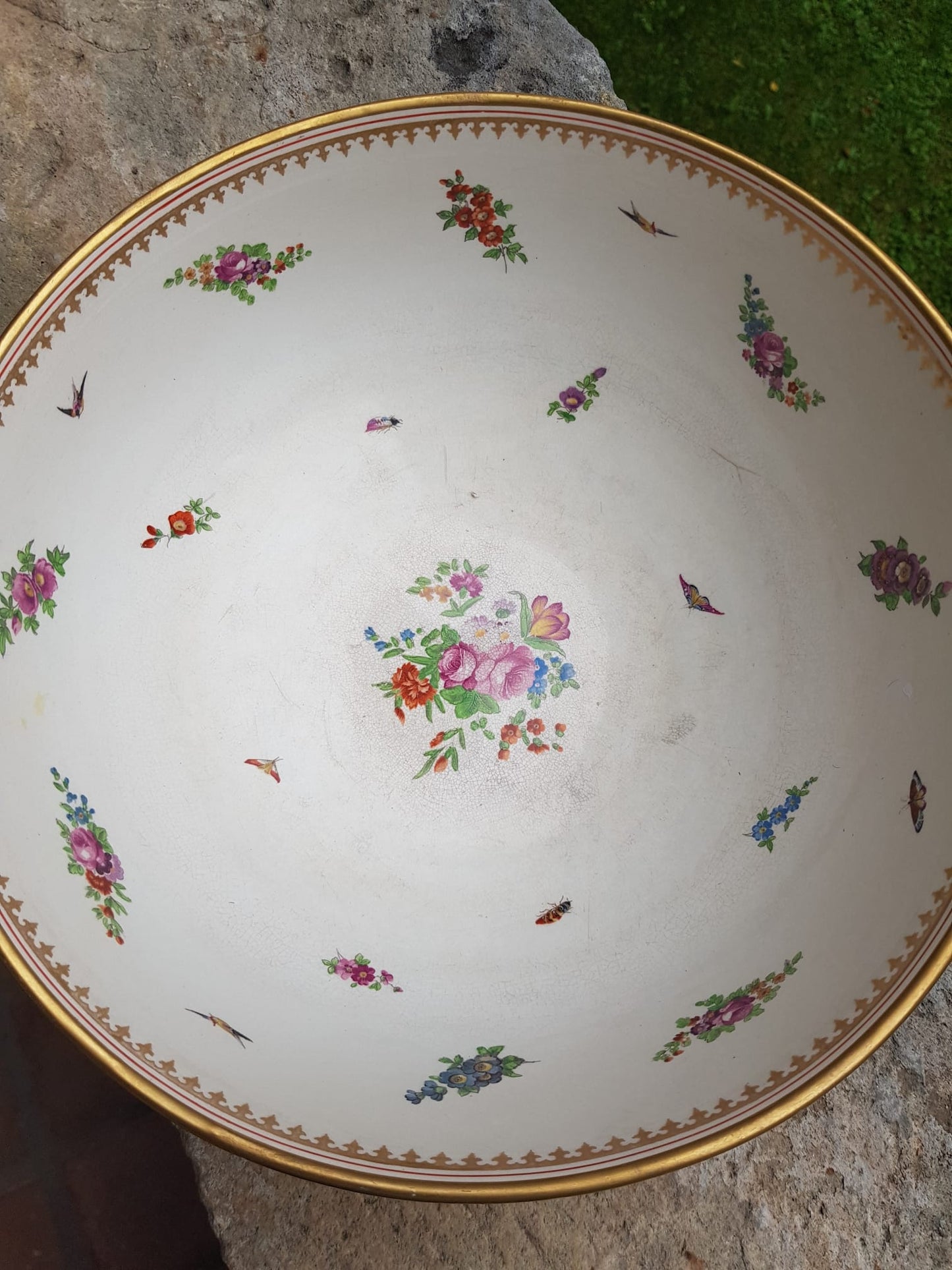 Booths Ltd. Blue Scale Punch Bowl, England,  early 1900s