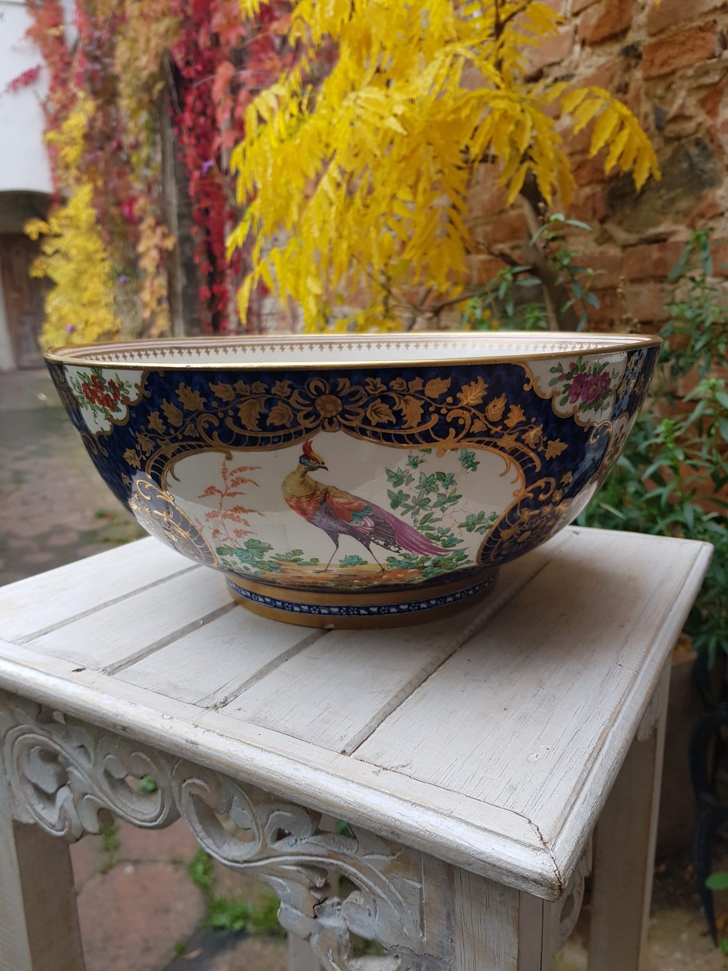 Booths Ltd. Blue Scale Punch Bowl, England,  early 1900s