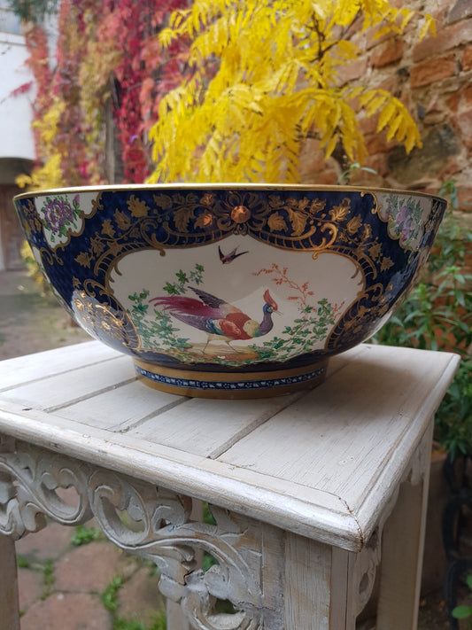 Booths Ltd. Blue Scale Punch Bowl, England,  early 1900s