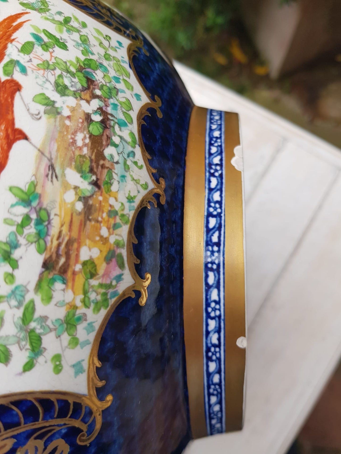 Booths Ltd. Blue Scale Punch Bowl, England,  early 1900s