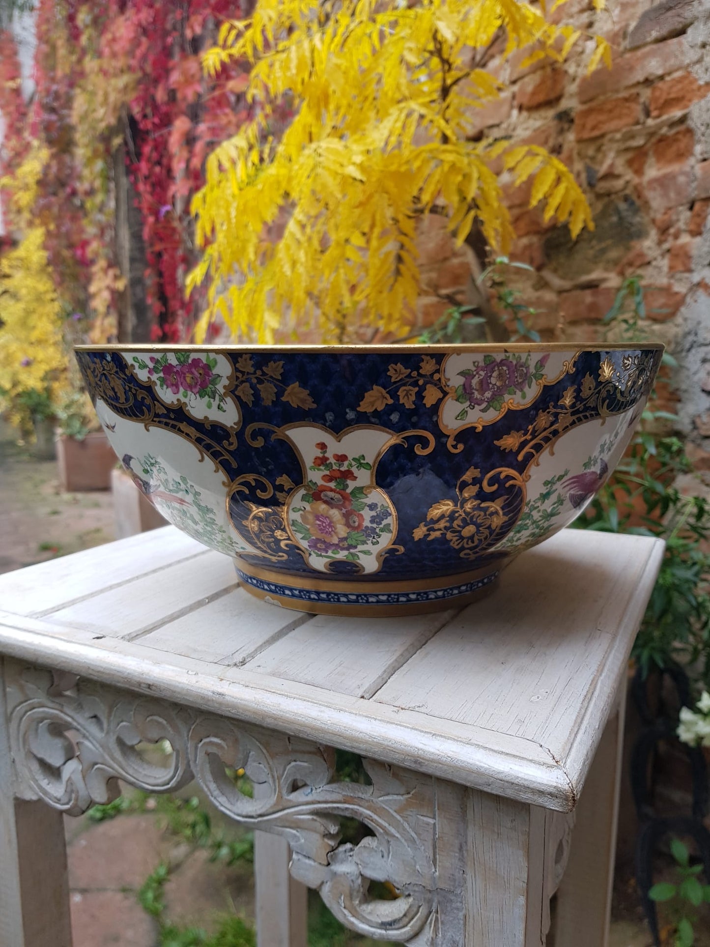 Booths Ltd. Blue Scale Punch Bowl, England,  early 1900s