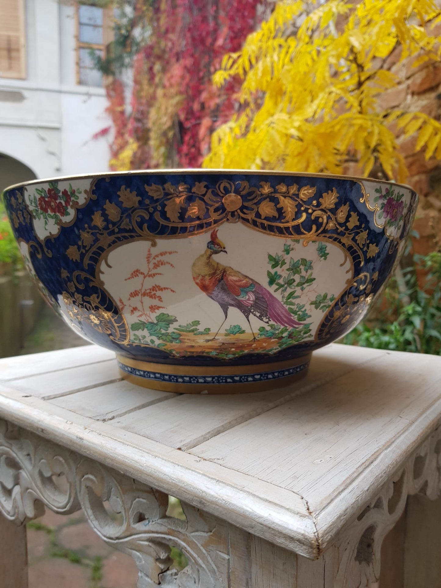 Booths Ltd. Blue Scale Punch Bowl, England,  early 1900s