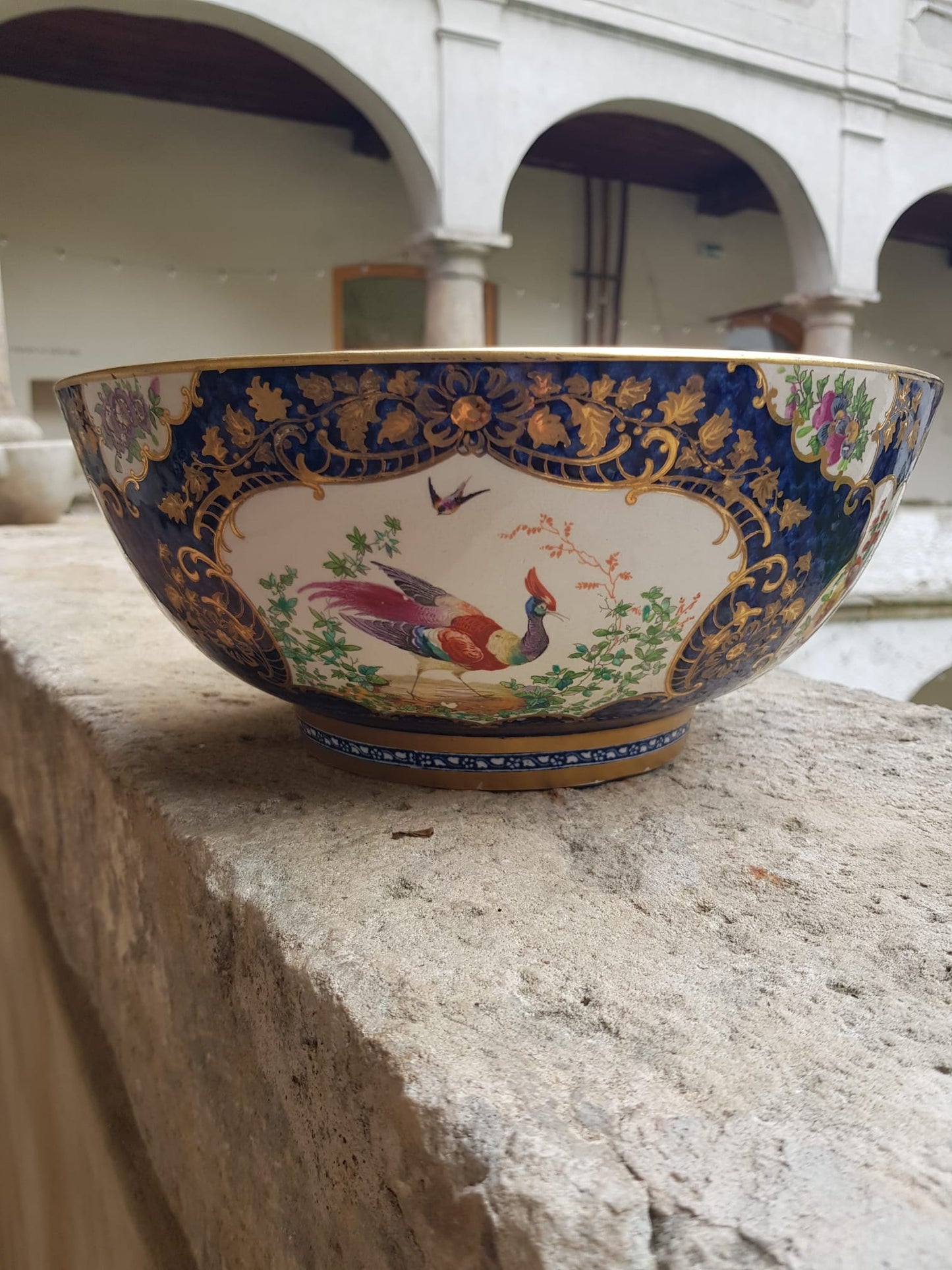 Booths Ltd. Blue Scale Punch Bowl, England,  early 1900s
