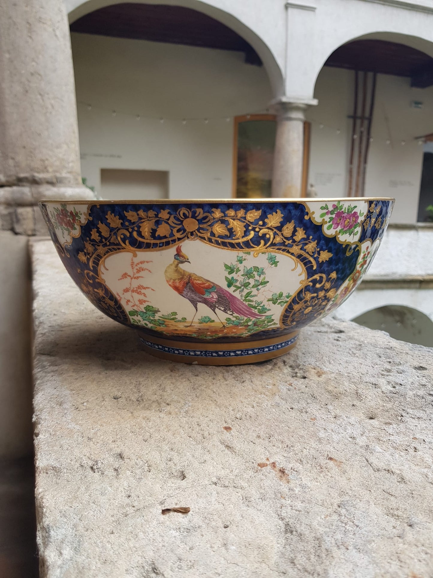 Booths Ltd. Blue Scale Punch Bowl, England,  early 1900s