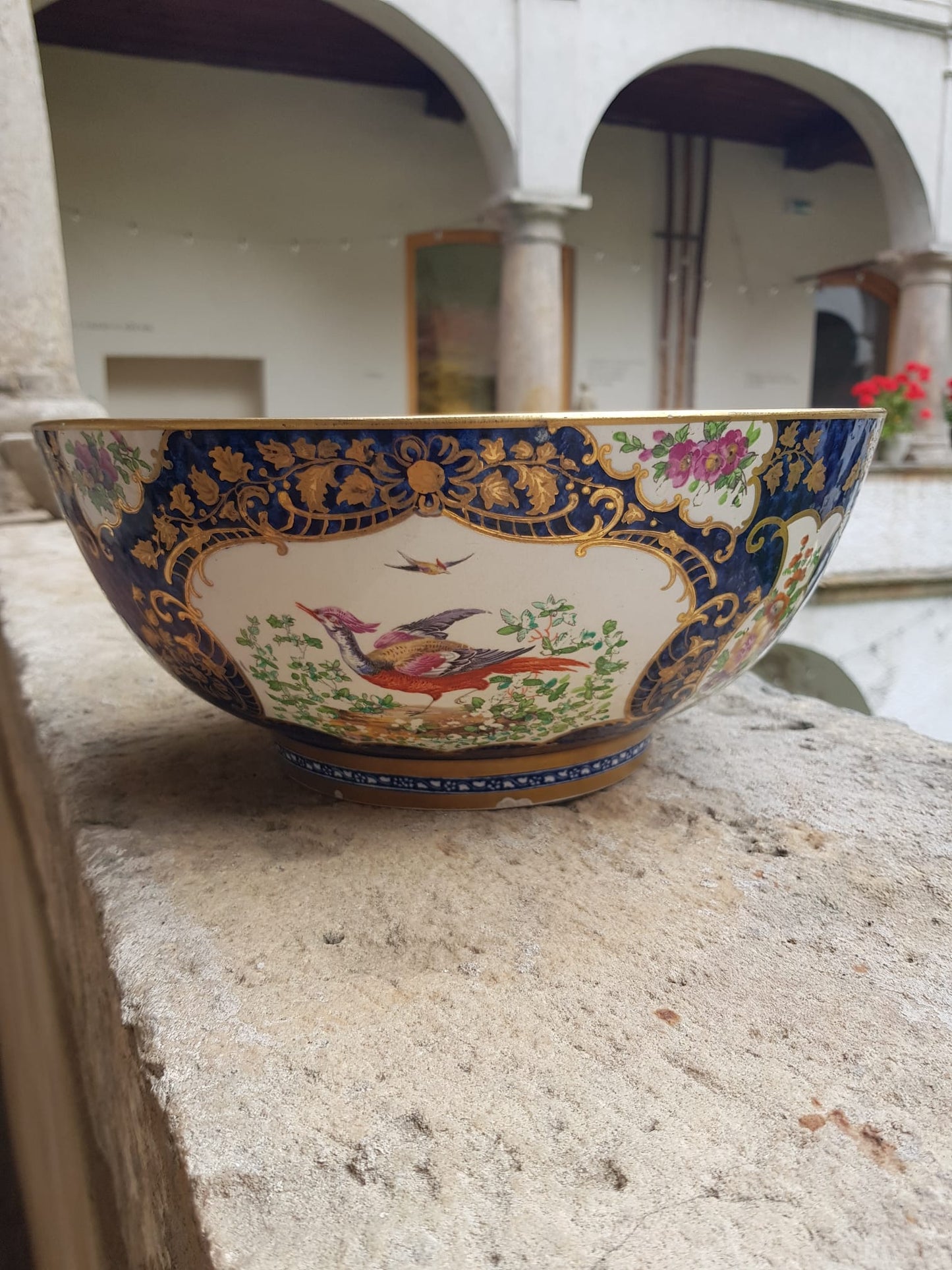Booths Ltd. Blue Scale Punch Bowl, England,  early 1900s