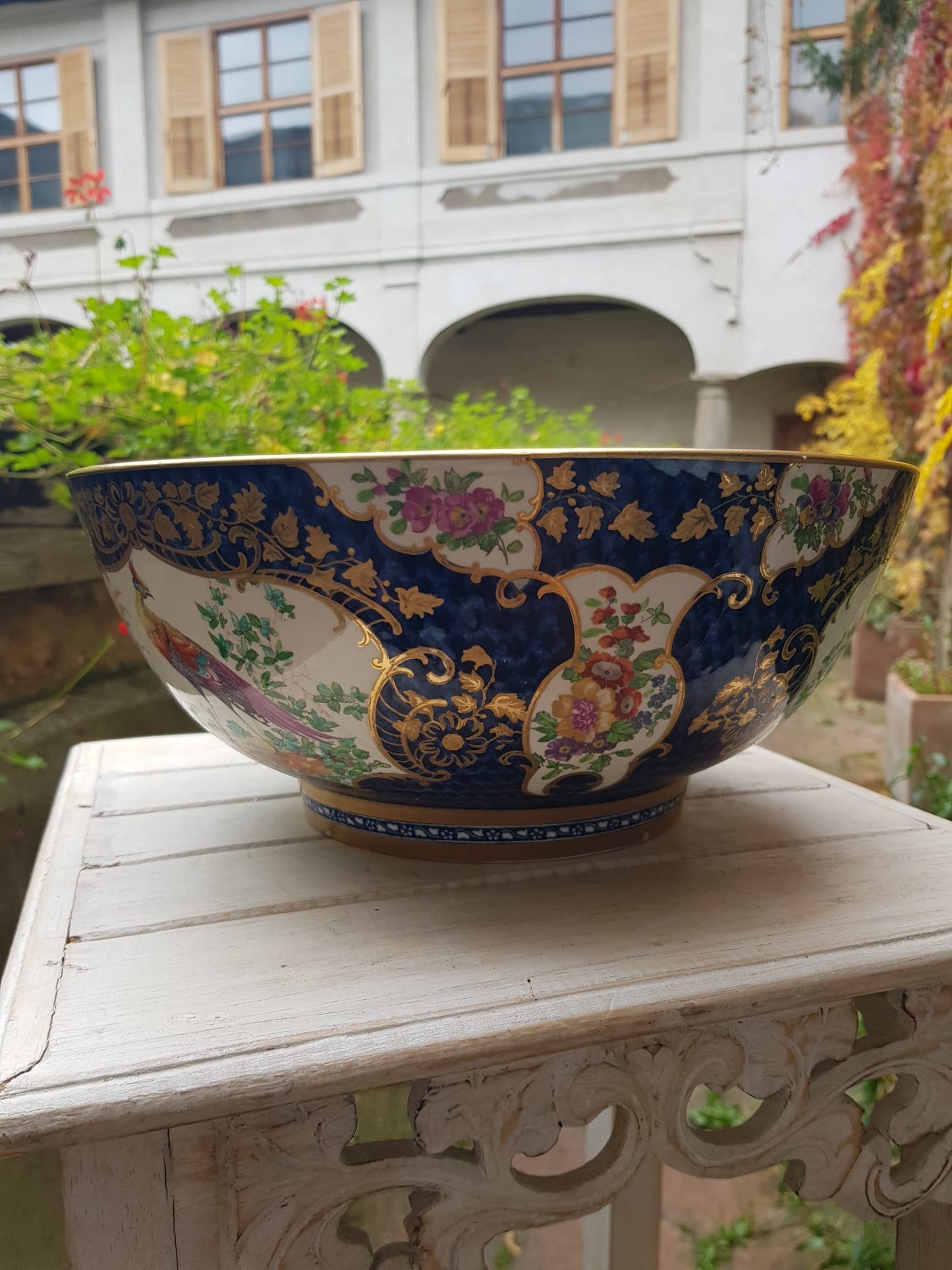 Booths Ltd. Blue Scale Punch Bowl, England,  early 1900s