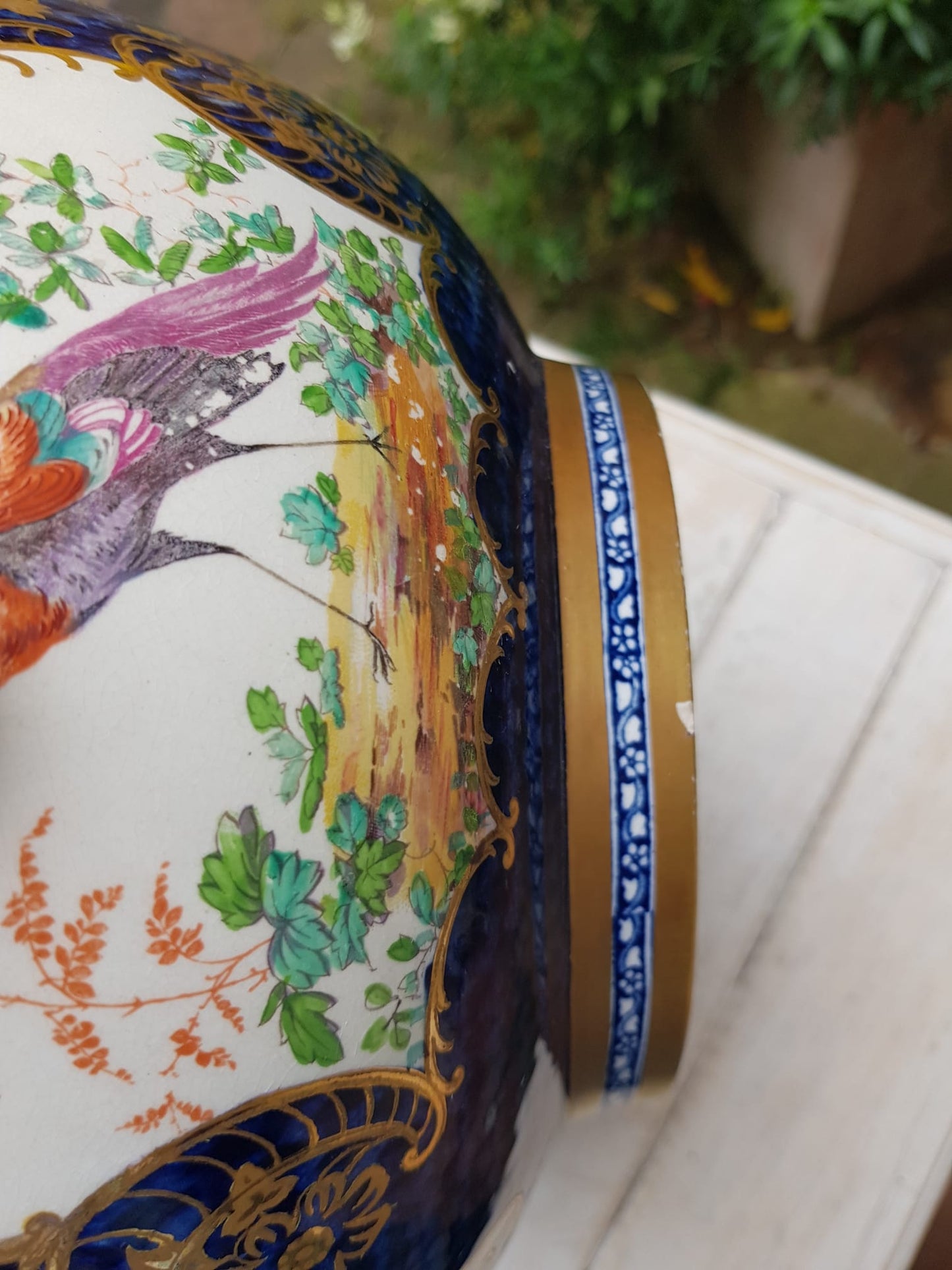 Booths Ltd. Blue Scale Punch Bowl, England,  early 1900s