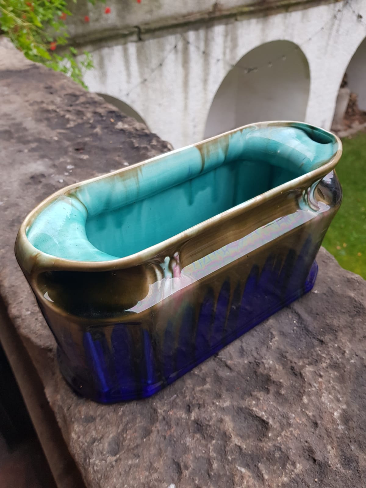 Art Nouveau Majolica Jardiniere by Orchies, France 1920s