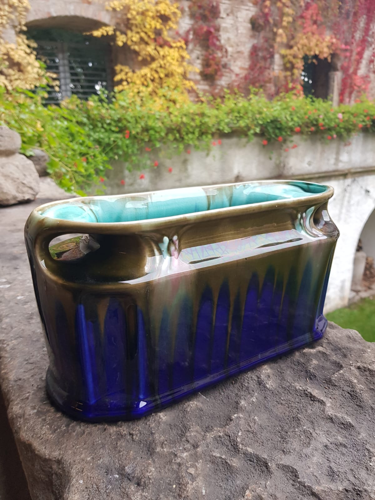 Art Nouveau Majolica Jardiniere by Orchies, France 1920s