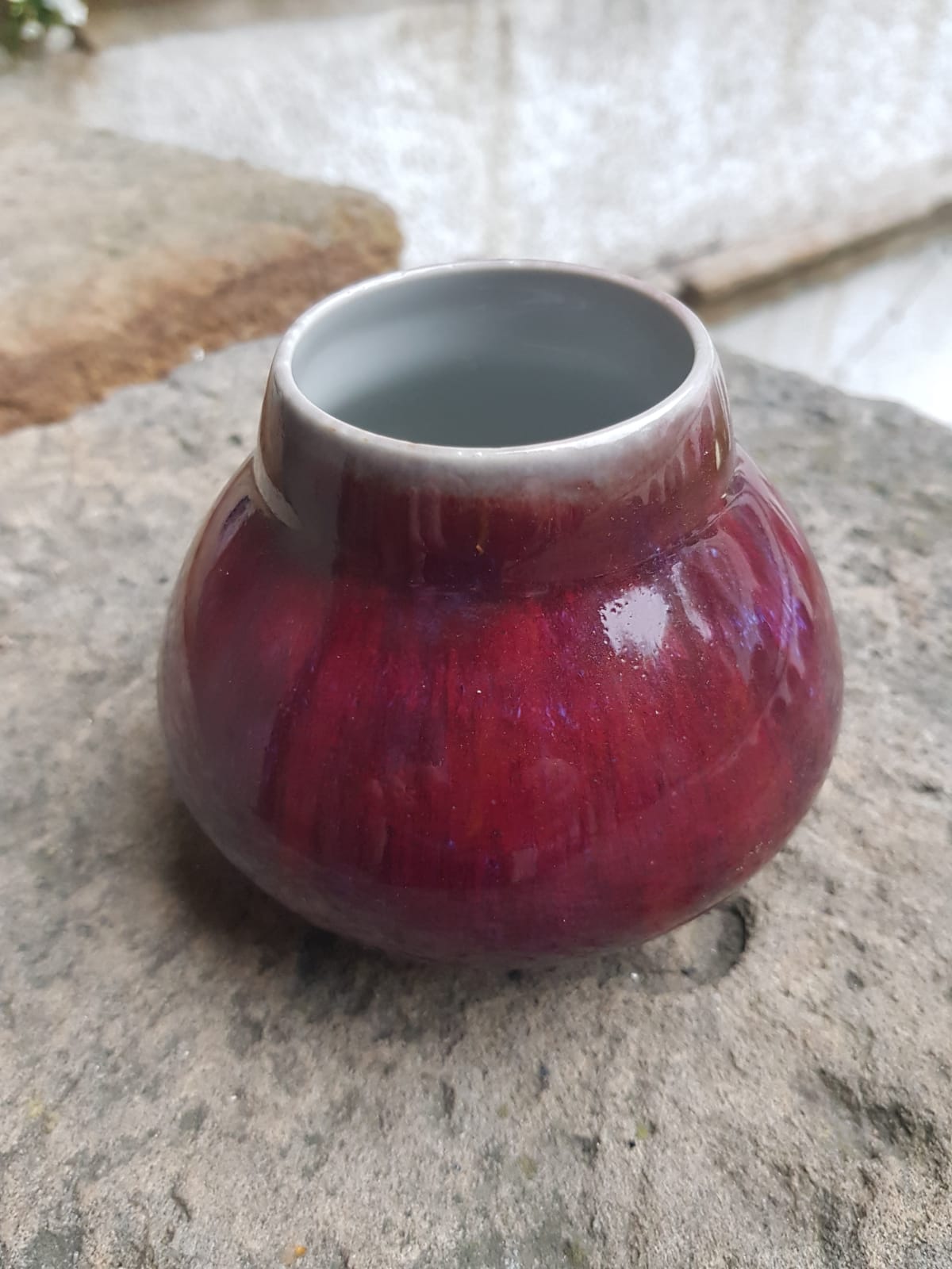 Ceramic Art Pottery Ox Blood Glazed Vase, Bohemia 1900s