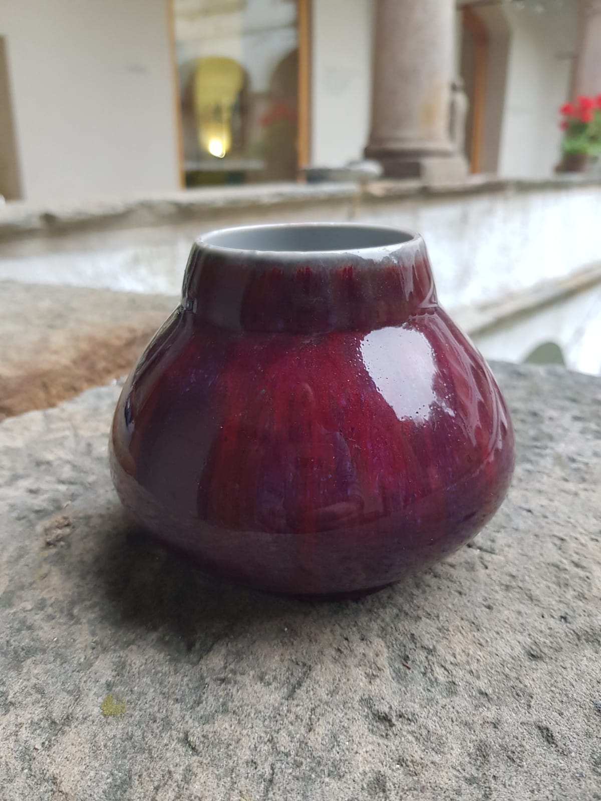 Ceramic Art Pottery Ox Blood Glazed Vase, Bohemia 1900s