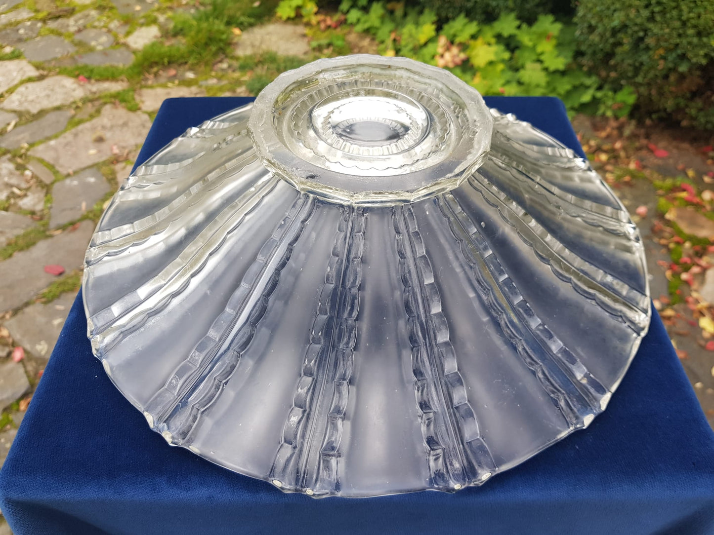Art Deco Pressed Glass Platter, Czechoslovakia 1940s