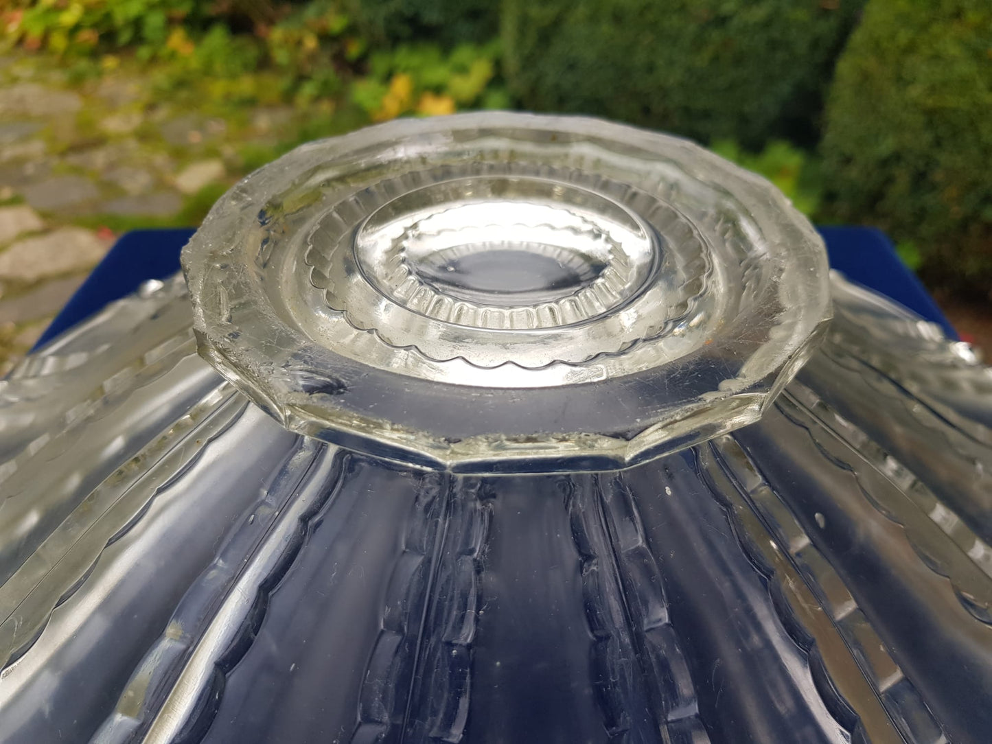 Art Deco Pressed Glass Platter, Czechoslovakia 1940s