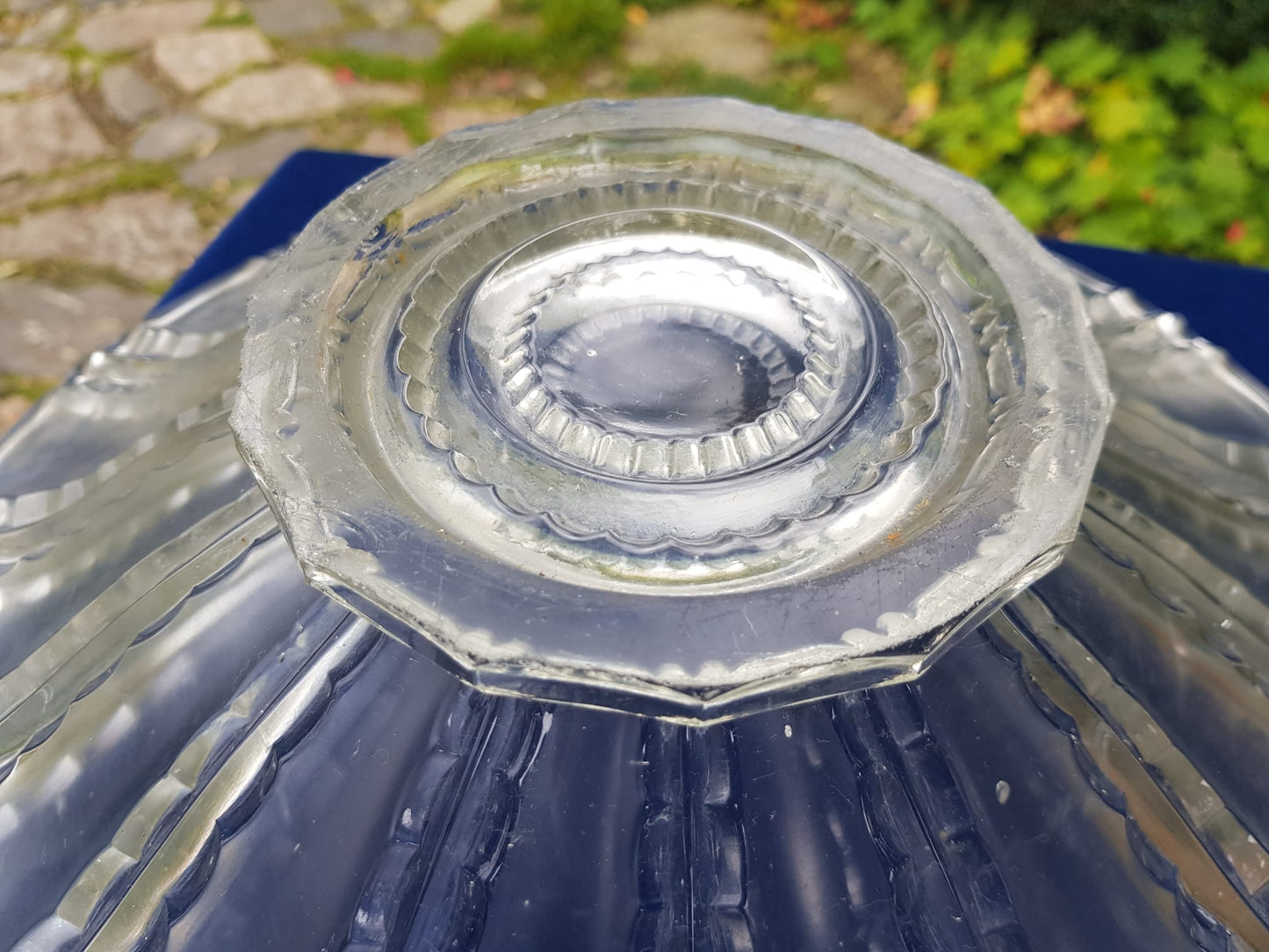 Art Deco Pressed Glass Platter, Czechoslovakia 1940s