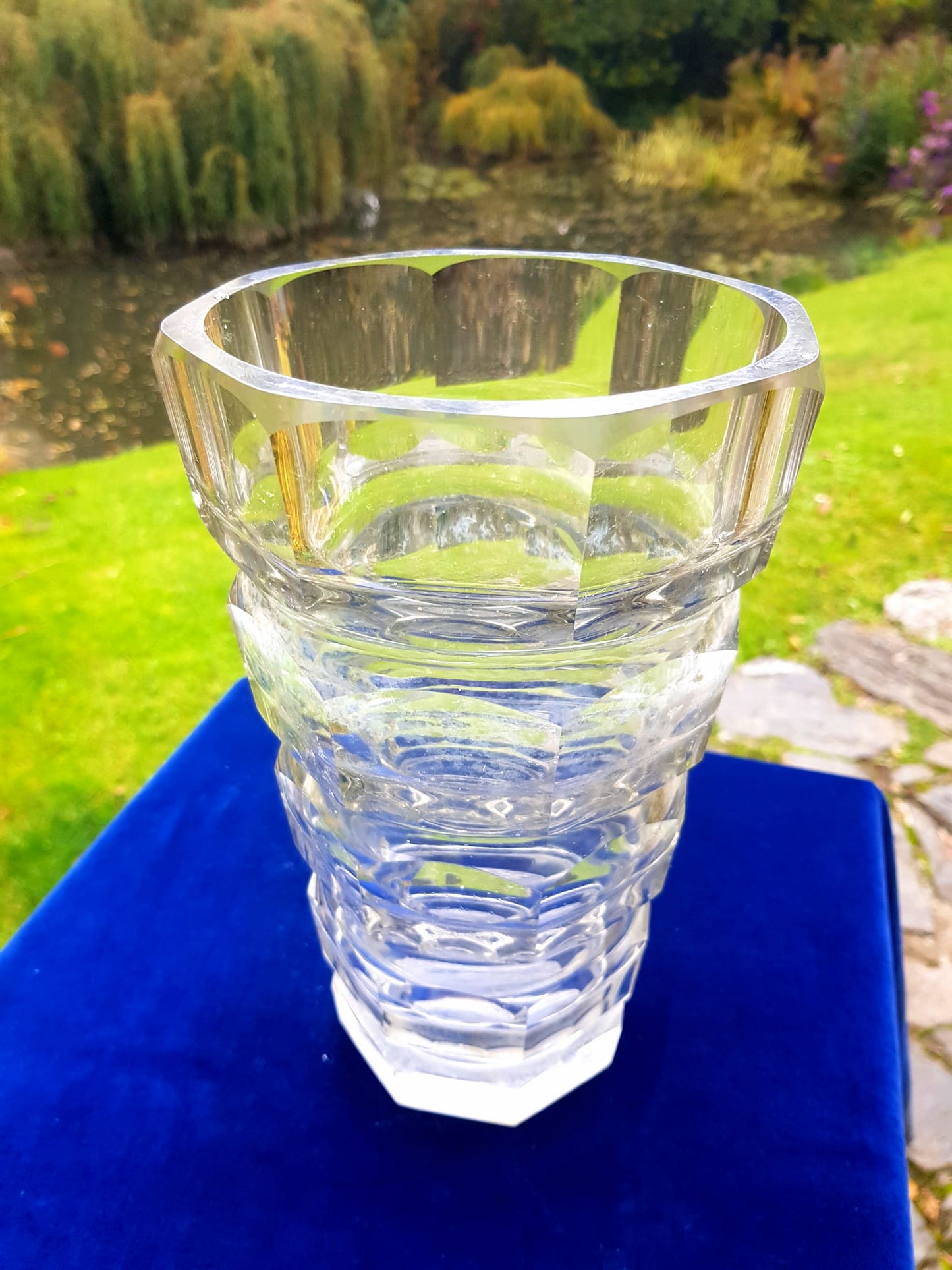 Art Deco Glass Vase Josef Hofmann for Moser Glassworks, Czechoslovakia 1940s