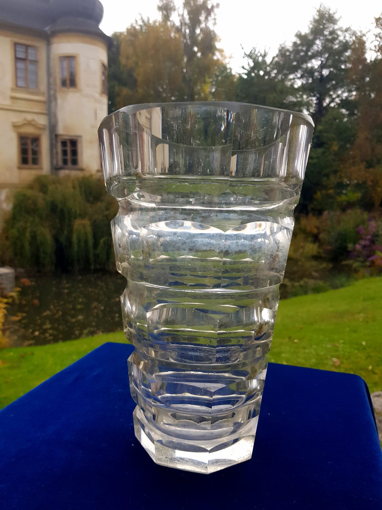 Art Deco Glass Vase Josef Hofmann for Moser Glassworks, Czechoslovakia 1940s