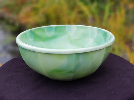 Andries Dirk Copier Opal Glass Bowl, Glasfabriek Leerdam, Holland 1930s