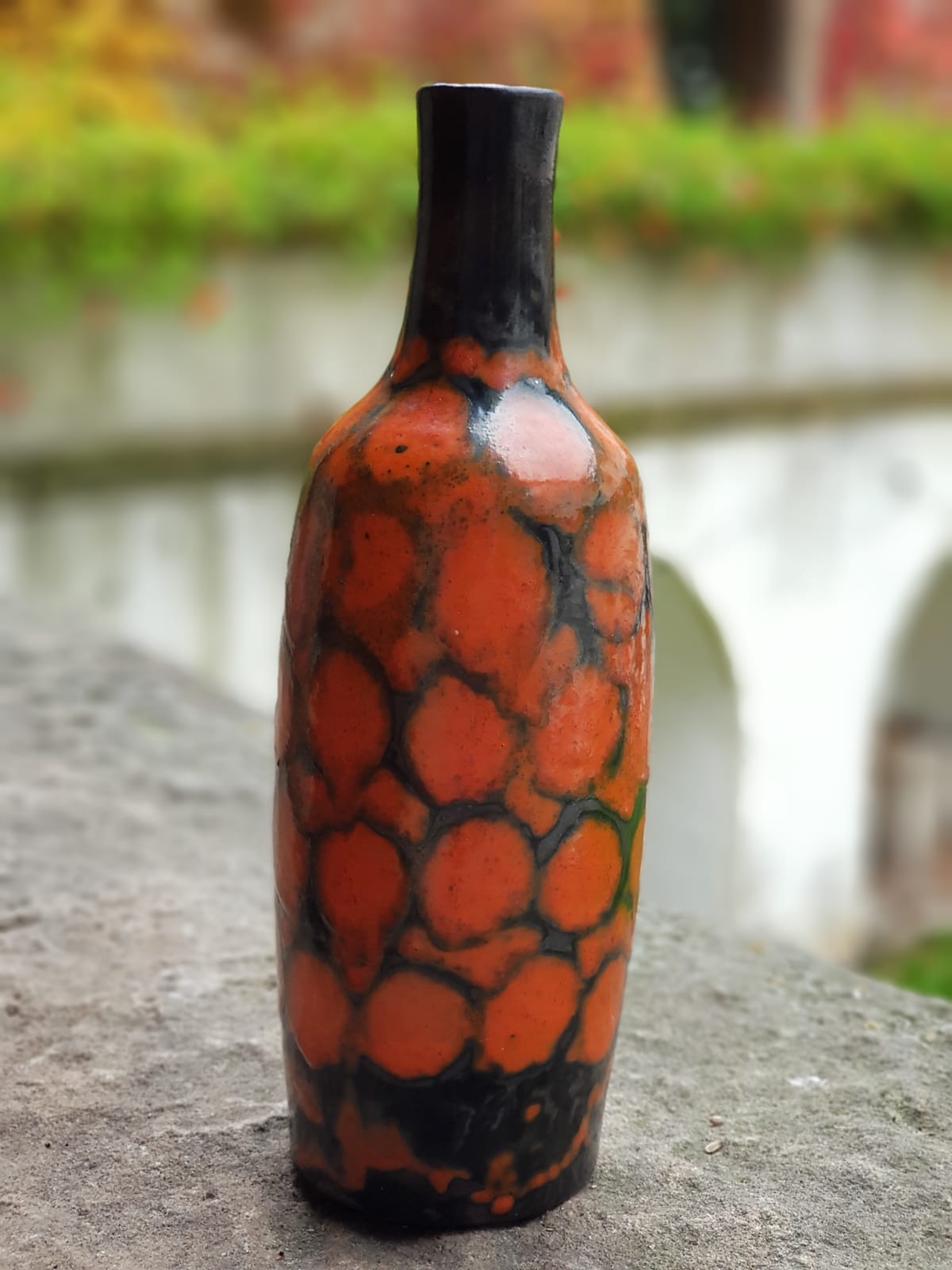 Fat Lava Ceramic Bottle Vase, West Germany 1960s