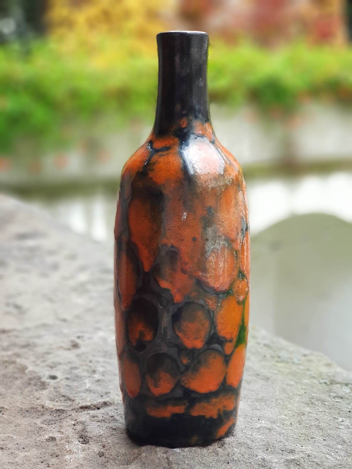Fat Lava Ceramic Bottle Vase, West Germany 1960s