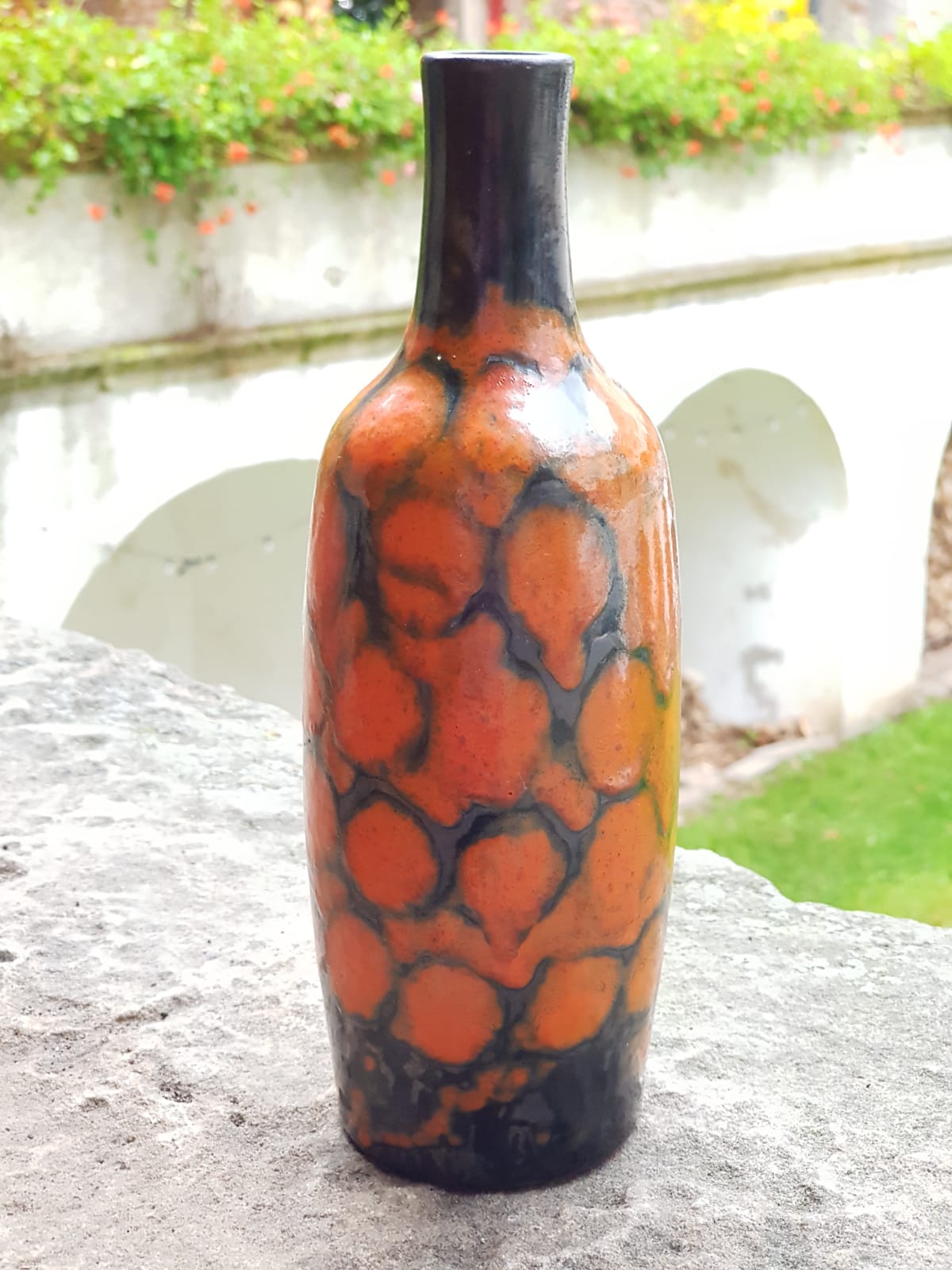Fat Lava Ceramic Bottle Vase, West Germany 1960s