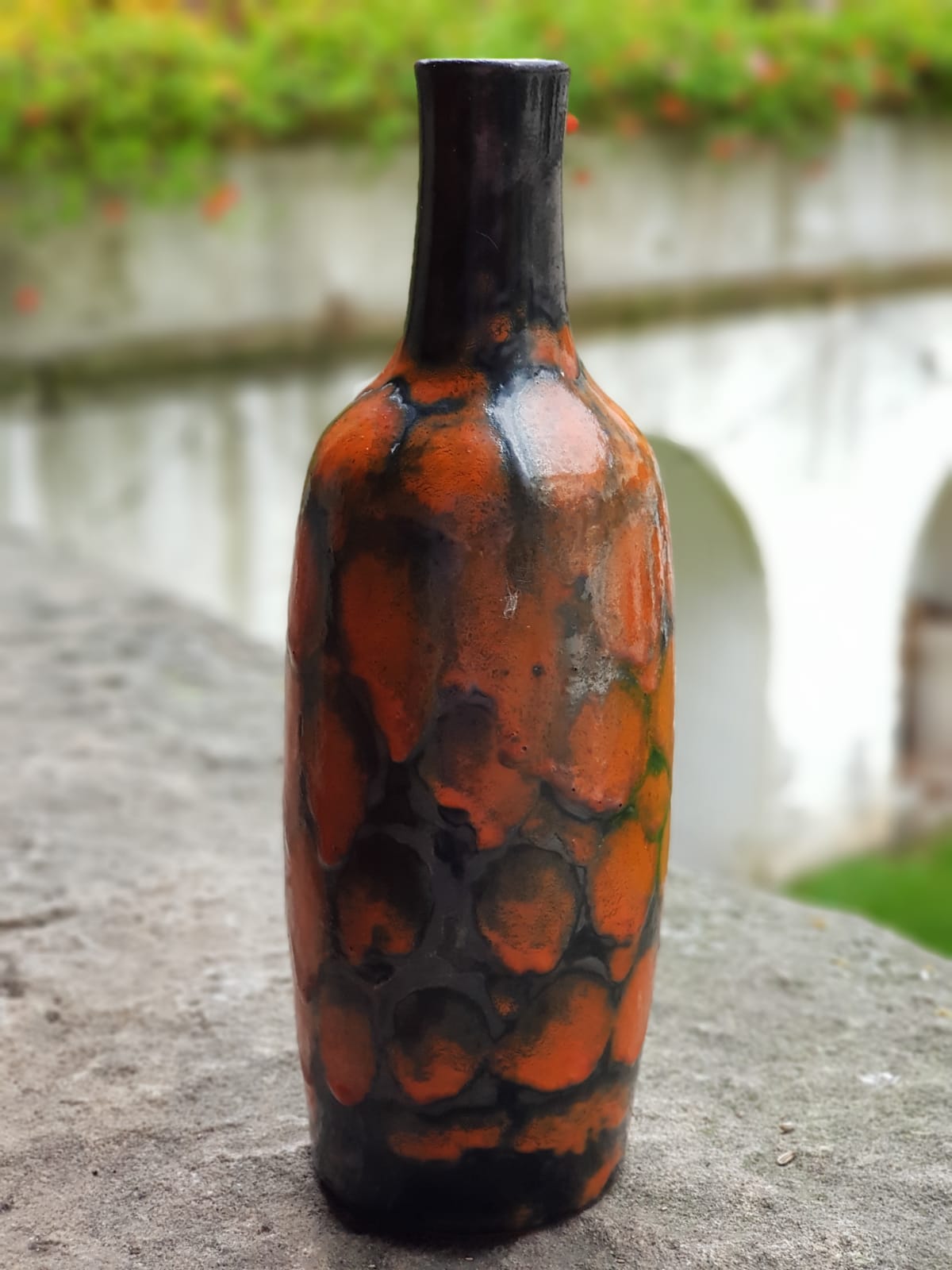 Fat Lava Ceramic Bottle Vase, West Germany 1960s