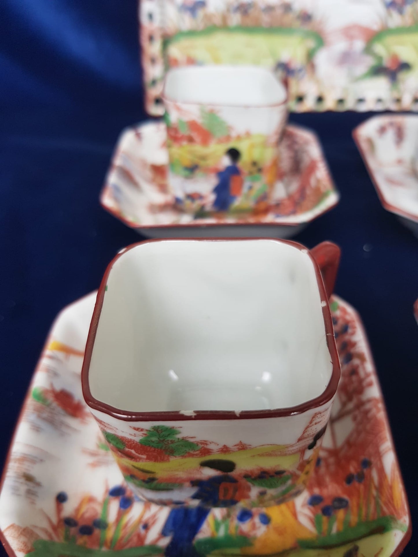 Antique Mocca Coffee Set by Victoria, Czecho-Slovakia 1930s