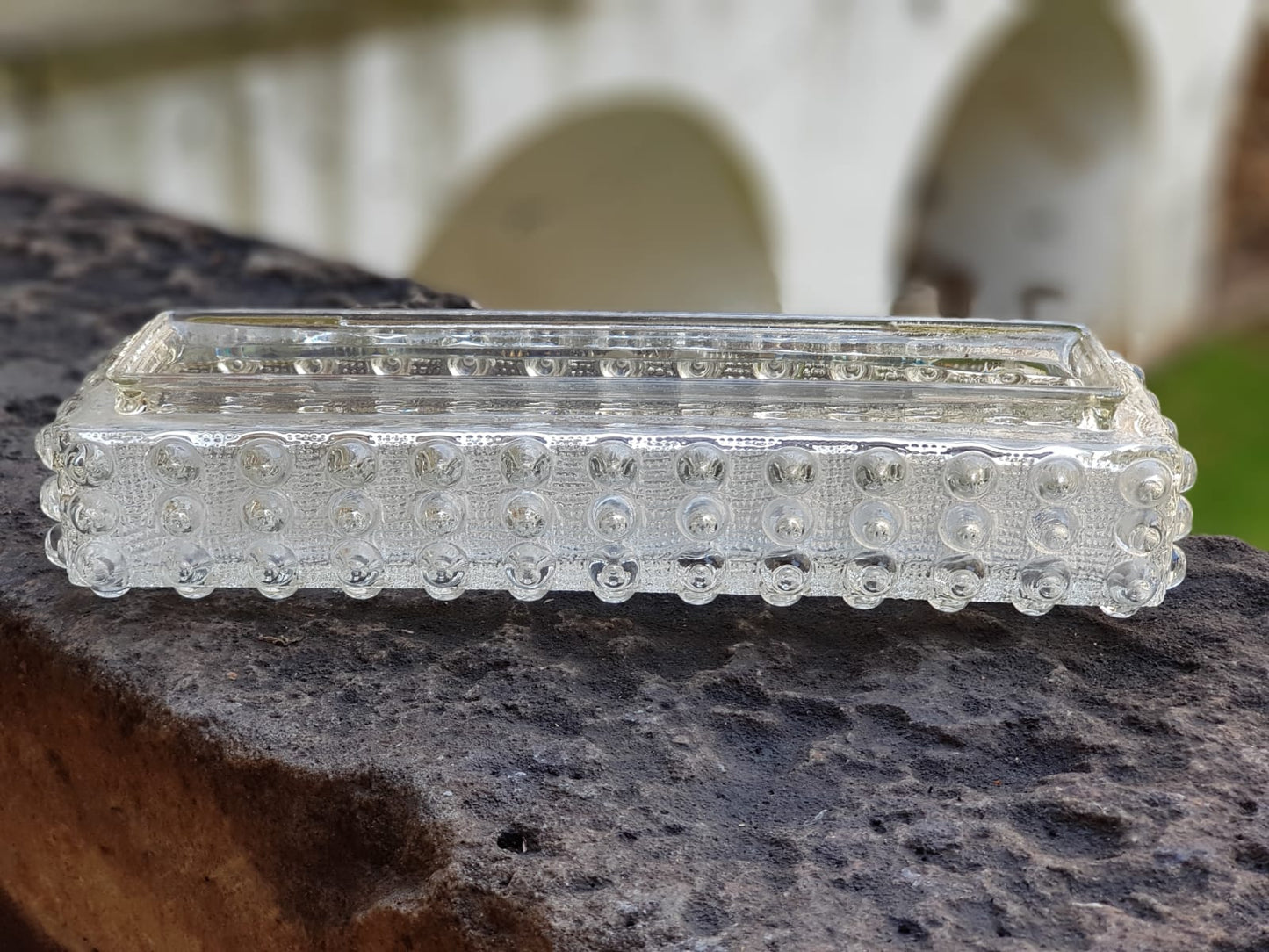 Pressed Glass Light Cover, Czechoslovakia 1960s