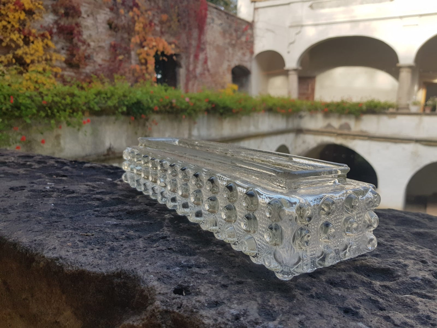 Pressed Glass Light Cover, Czechoslovakia 1960s