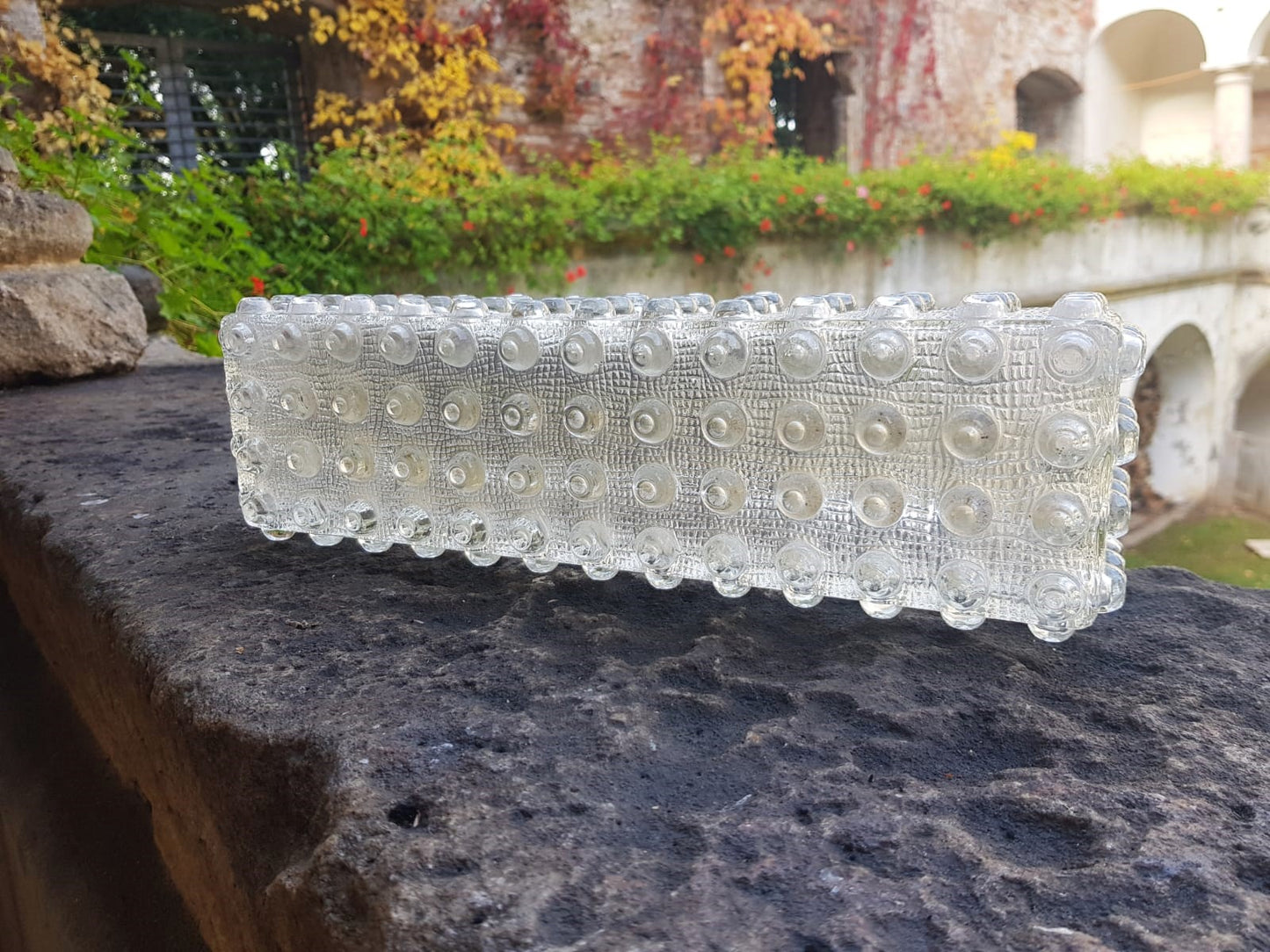 Pressed Glass Light Cover, Czechoslovakia 1960s