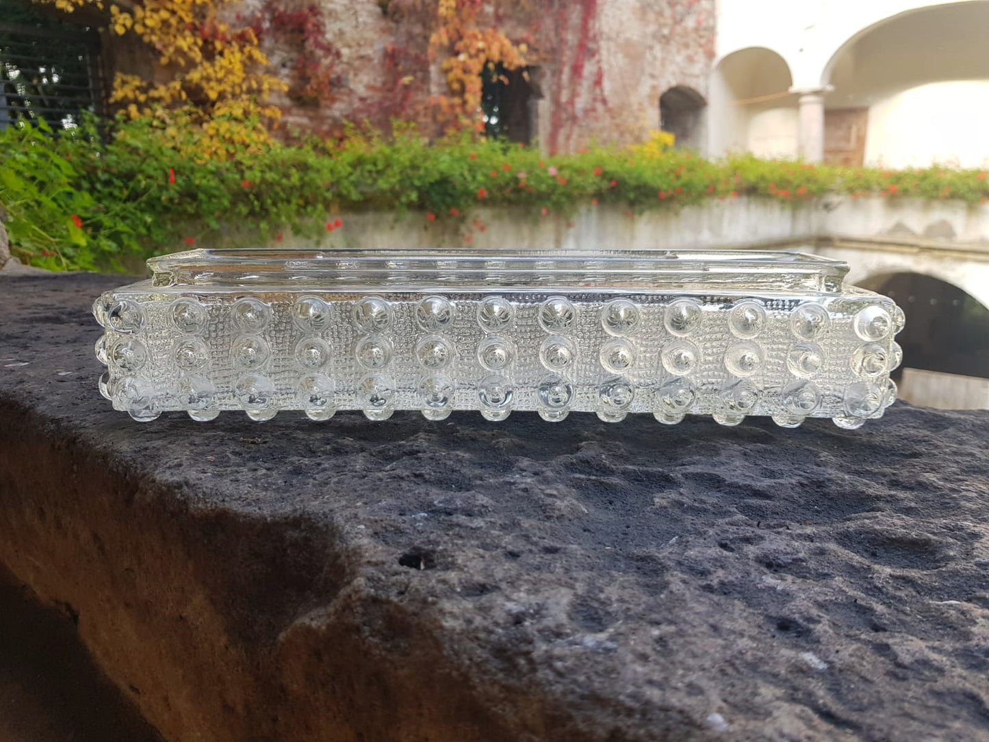 Pressed Glass Light Cover, Czechoslovakia 1960s