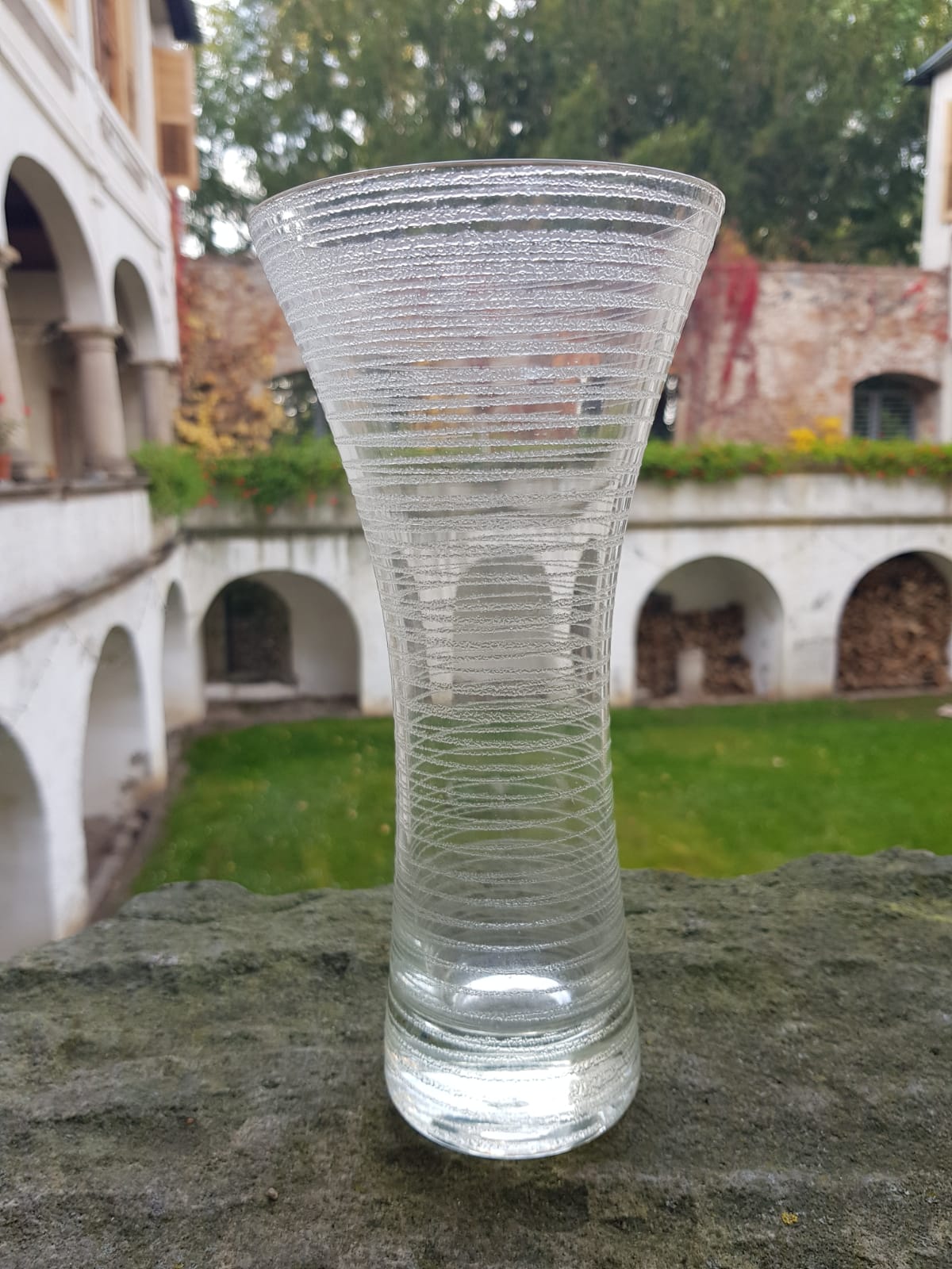 Vintage Diabolo Vase, Wilhelm Wagenfeld for WMF glassworks, Germany, 1950s