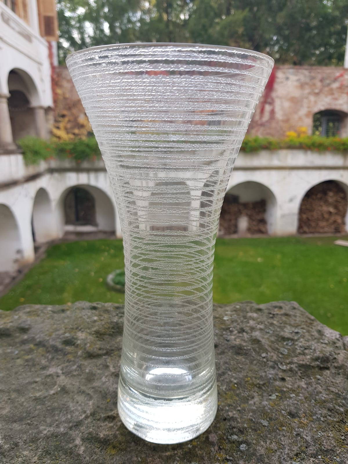 Vintage Diabolo Vase, Wilhelm Wagenfeld for WMF glassworks, Germany, 1950s