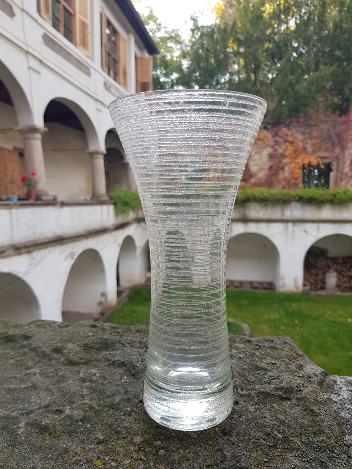 Vintage Diabolo Vase, Wilhelm Wagenfeld for WMF glassworks, Germany, 1950s