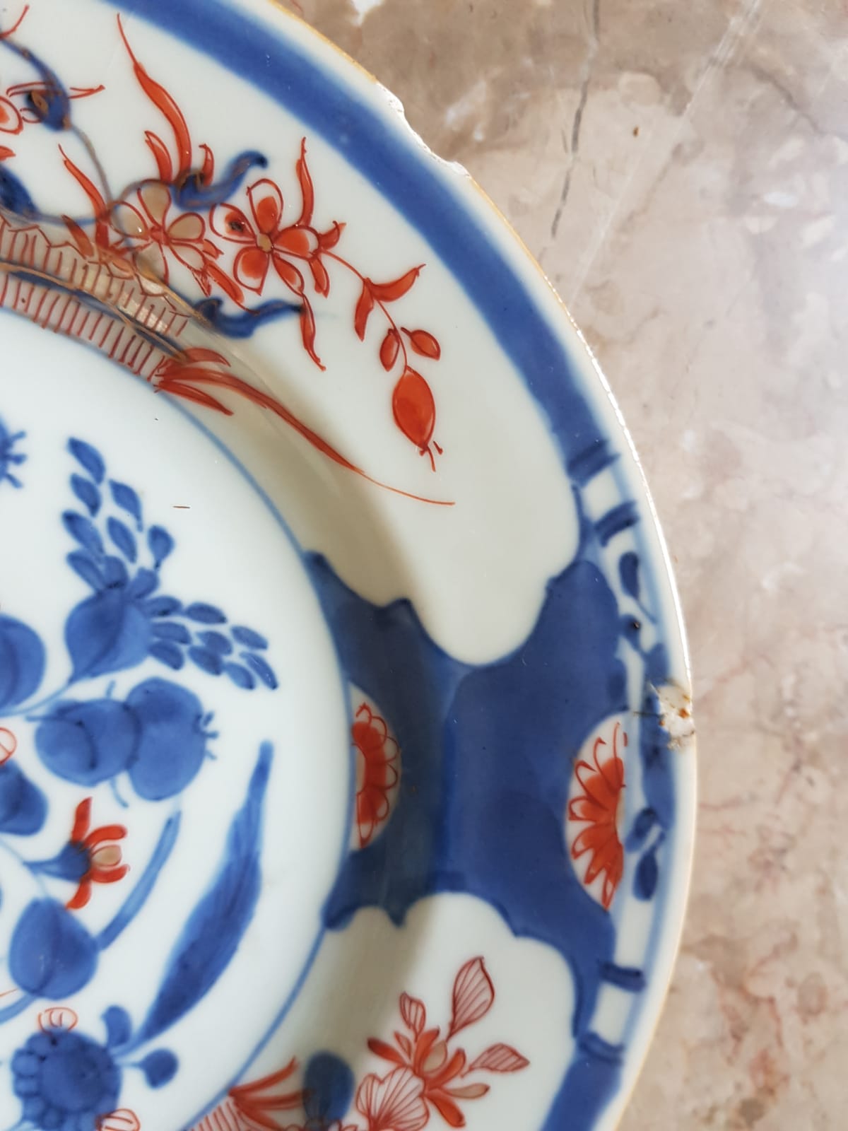 Pair Of Imari Glazed Porcelain Plates, Qing Dynasty, China, 18th Century