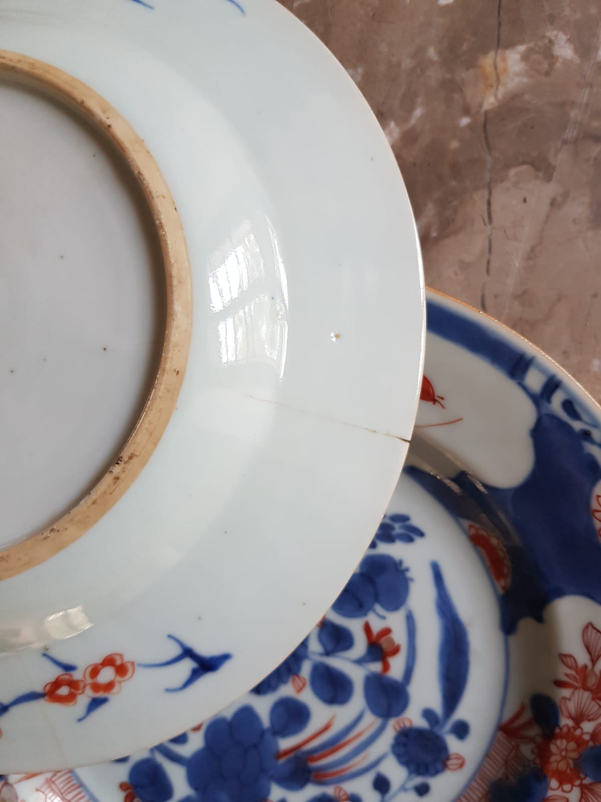 Pair Of Imari Glazed Porcelain Plates, Qing Dynasty, China, 18th Century