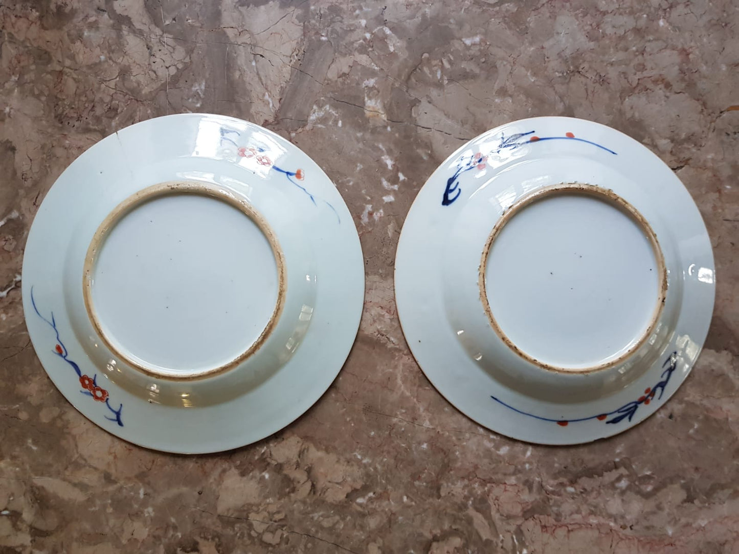 Pair Of Imari Glazed Porcelain Plates, Qing Dynasty, China, 18th Century